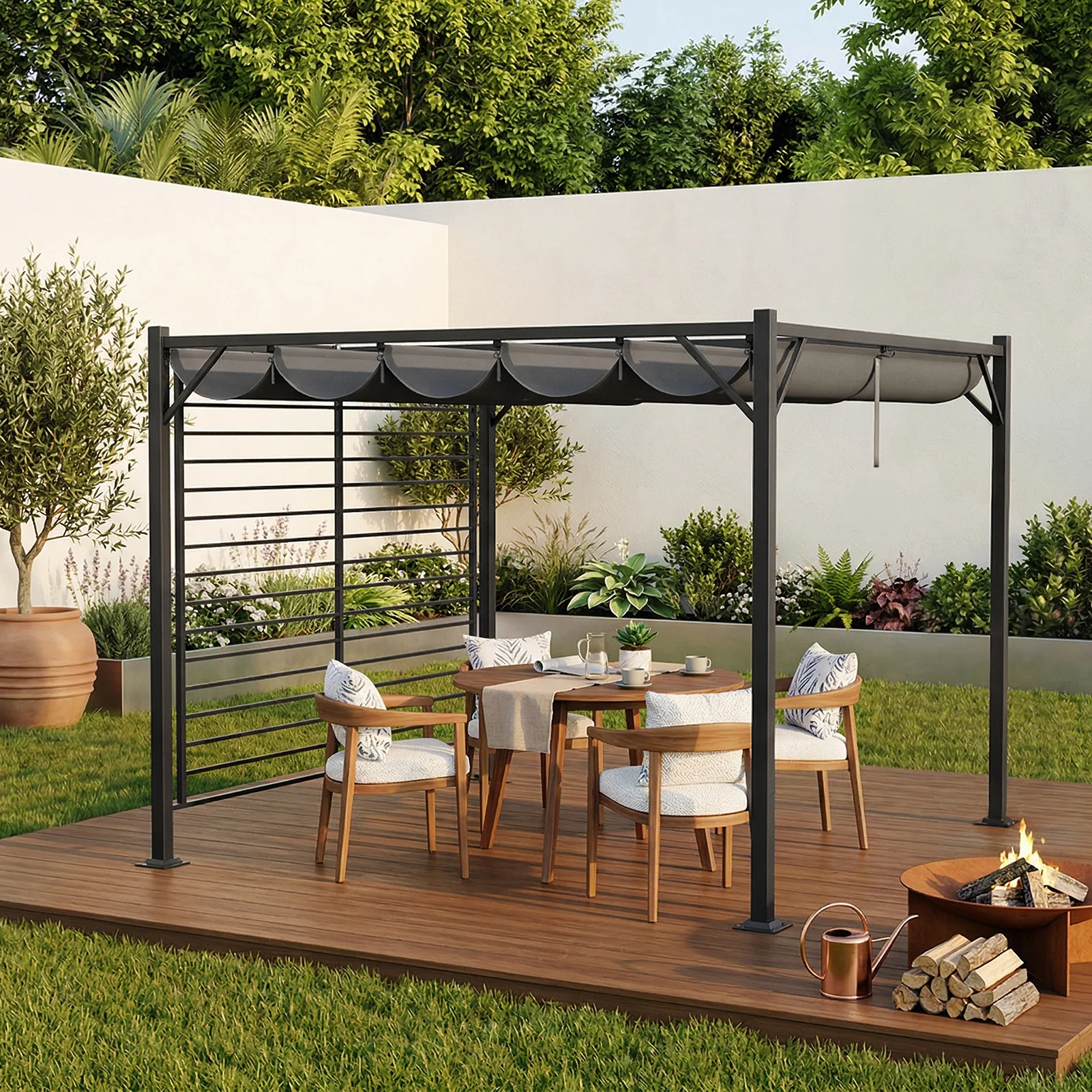 10 x 9FT Outdoor Pergola with Canopy - Image 2