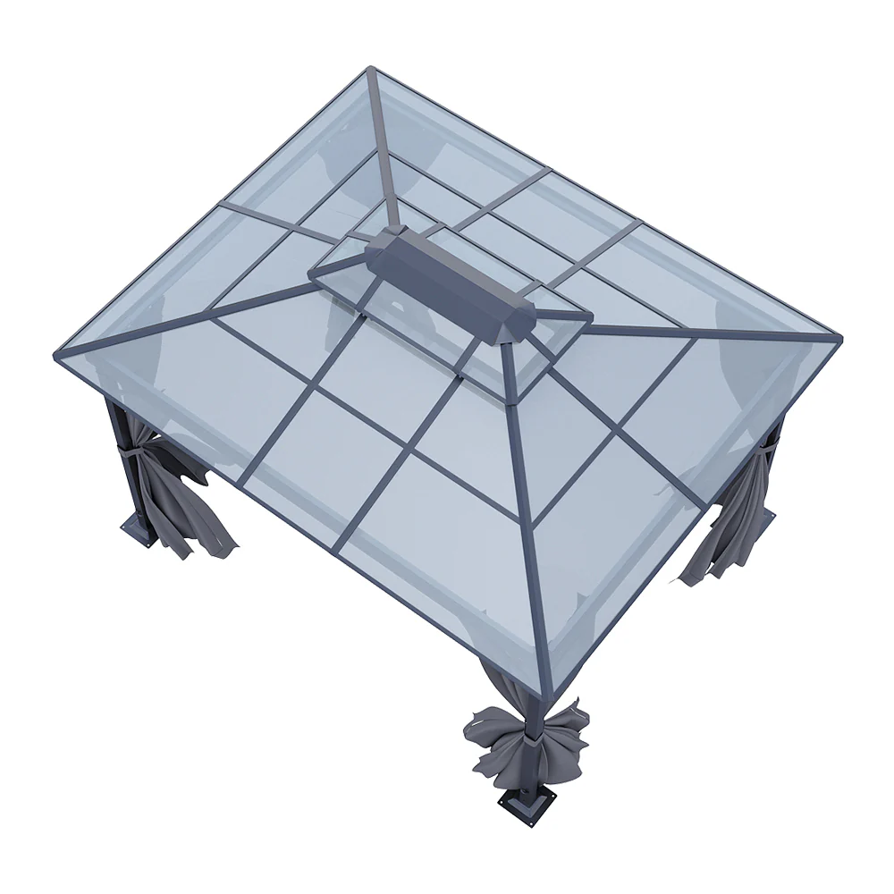 12 x 10FT Metal Frame Hardtop Patio Gazebo with Curtains - Image 6