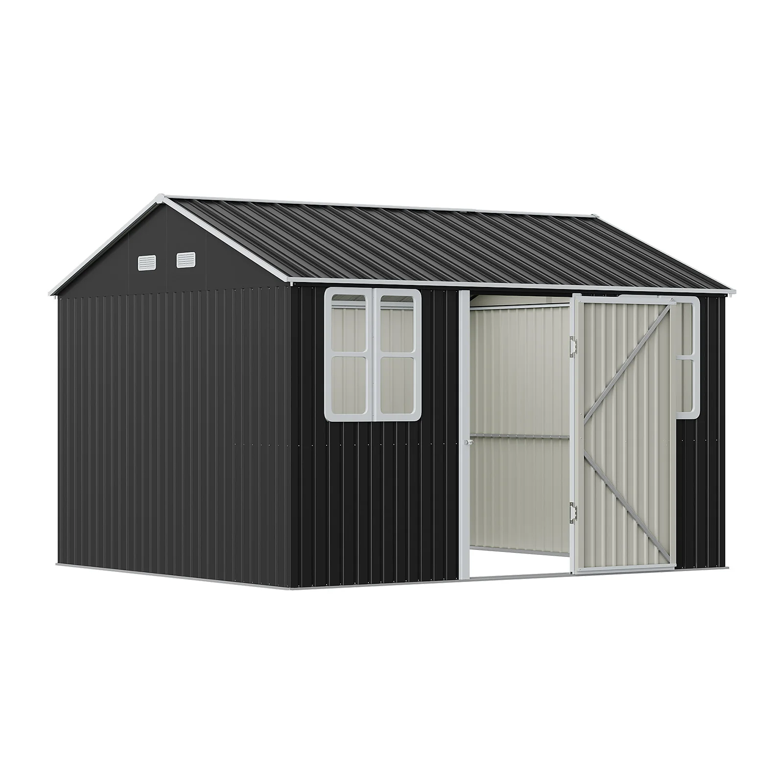 12x10FT Metal Apex Roof Garden Storage Shed - Image 4
