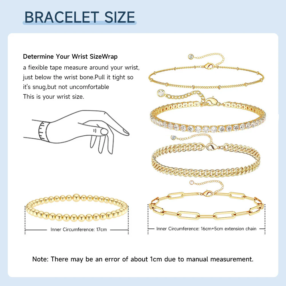 14K Gold Plated Chain Bracelets set - Image 9