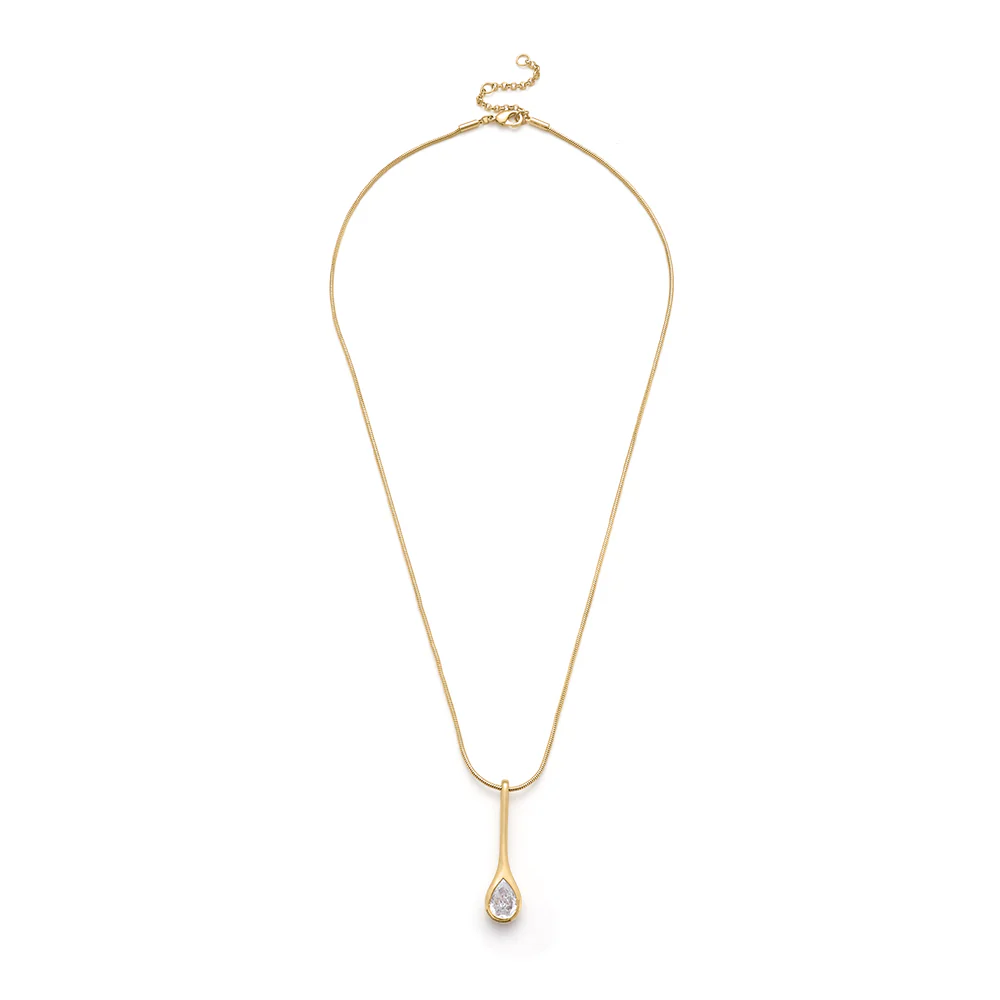 14K Gold Plated Teardrop Necklace - Image 4