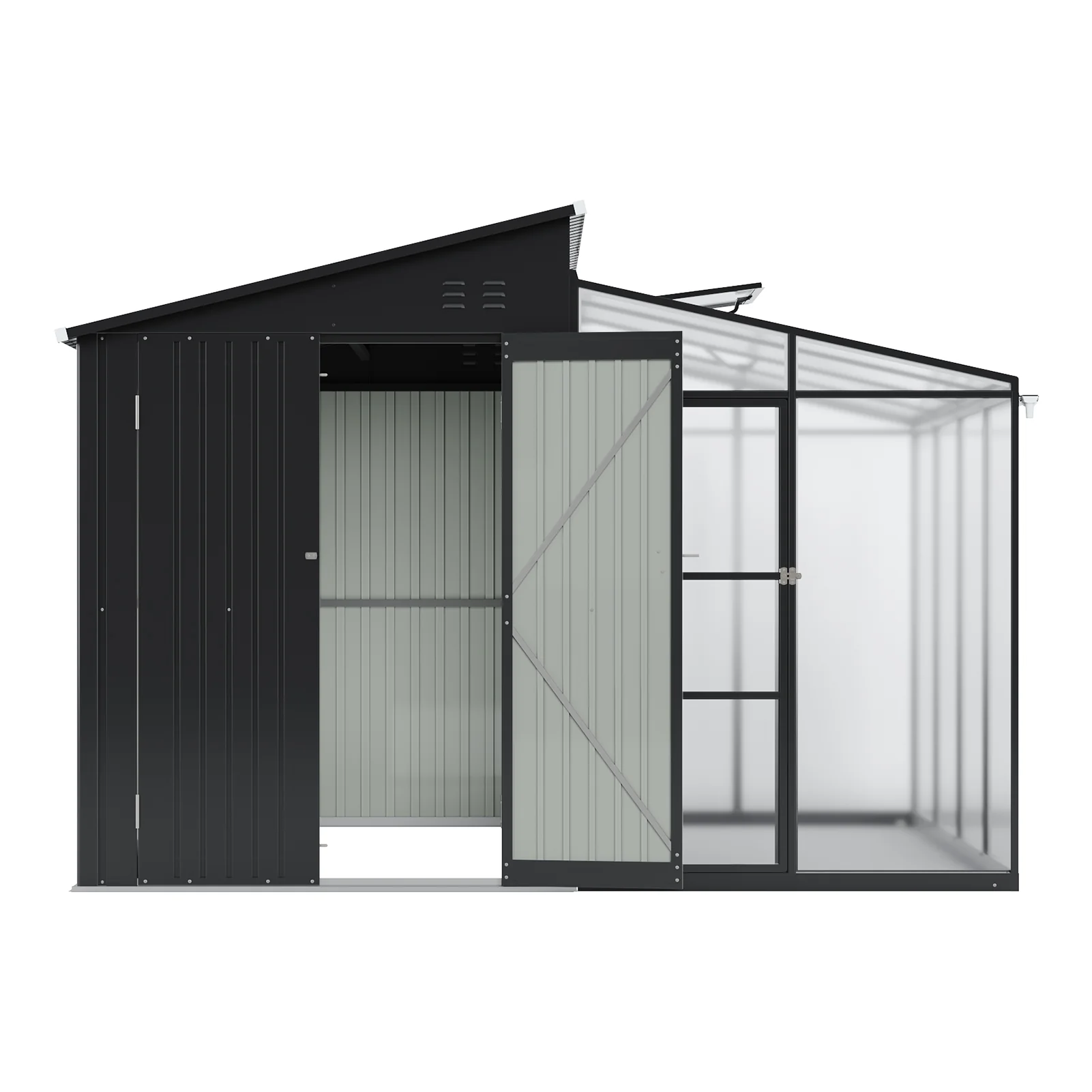 9.7x8.5ft 2-in-1 Metal Garden Storage Shed With Acrylic Greenhouse - Image 4