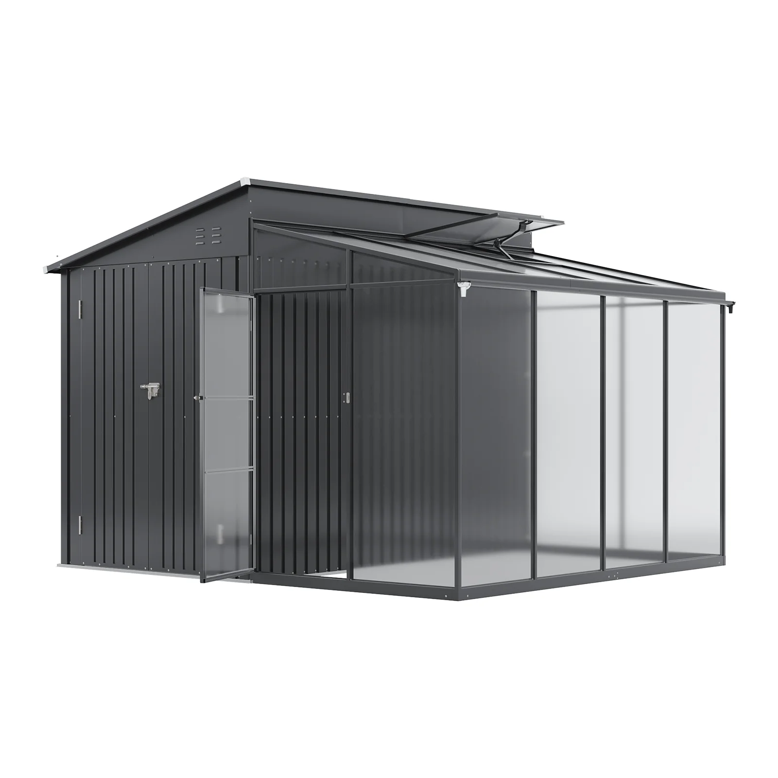 9.7x8.5ft 2-in-1 Metal Garden Storage Shed With Acrylic Greenhouse - Image 5