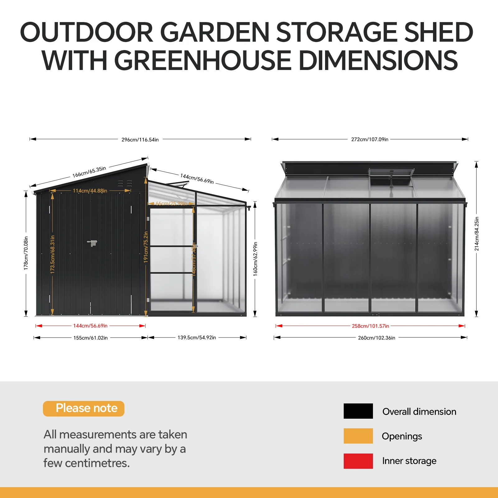 9.7x8.5ft 2-in-1 Metal Garden Storage Shed With Acrylic Greenhouse - Image 9