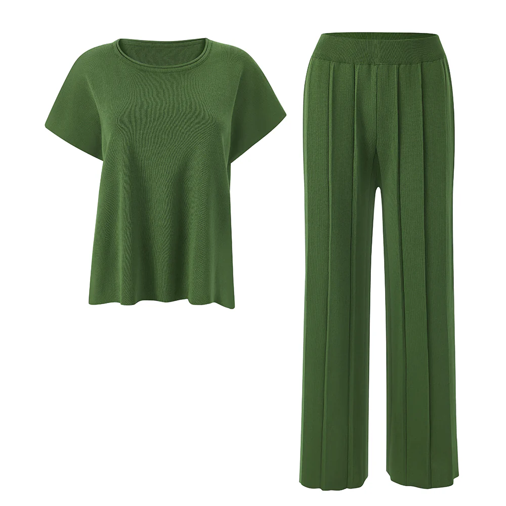 2-Piece Casual Outfits Knitted Lounge Set - Image 2