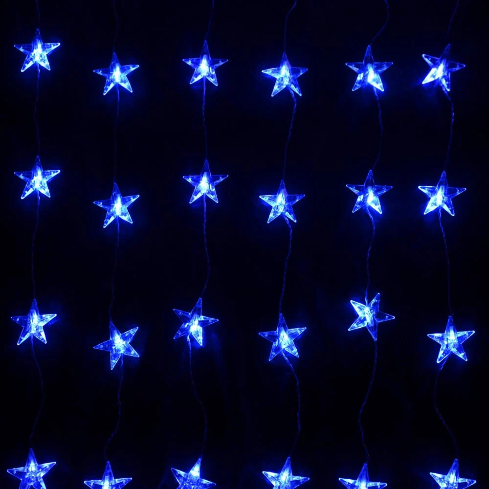 Christmas Sparkle Curtain Lights x 24 Blue LEDs - Mains Operated - Image 2