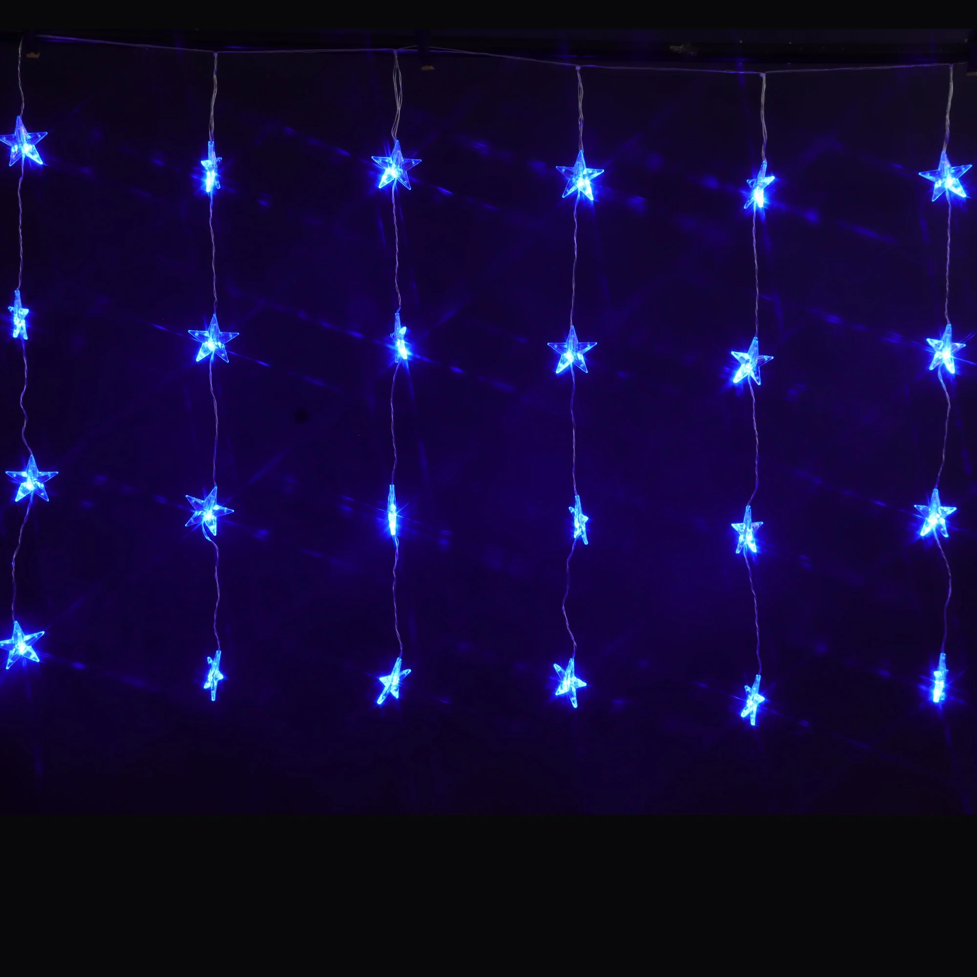 Christmas Sparkle Curtain Lights x 24 Blue LEDs - Mains Operated - Image 3