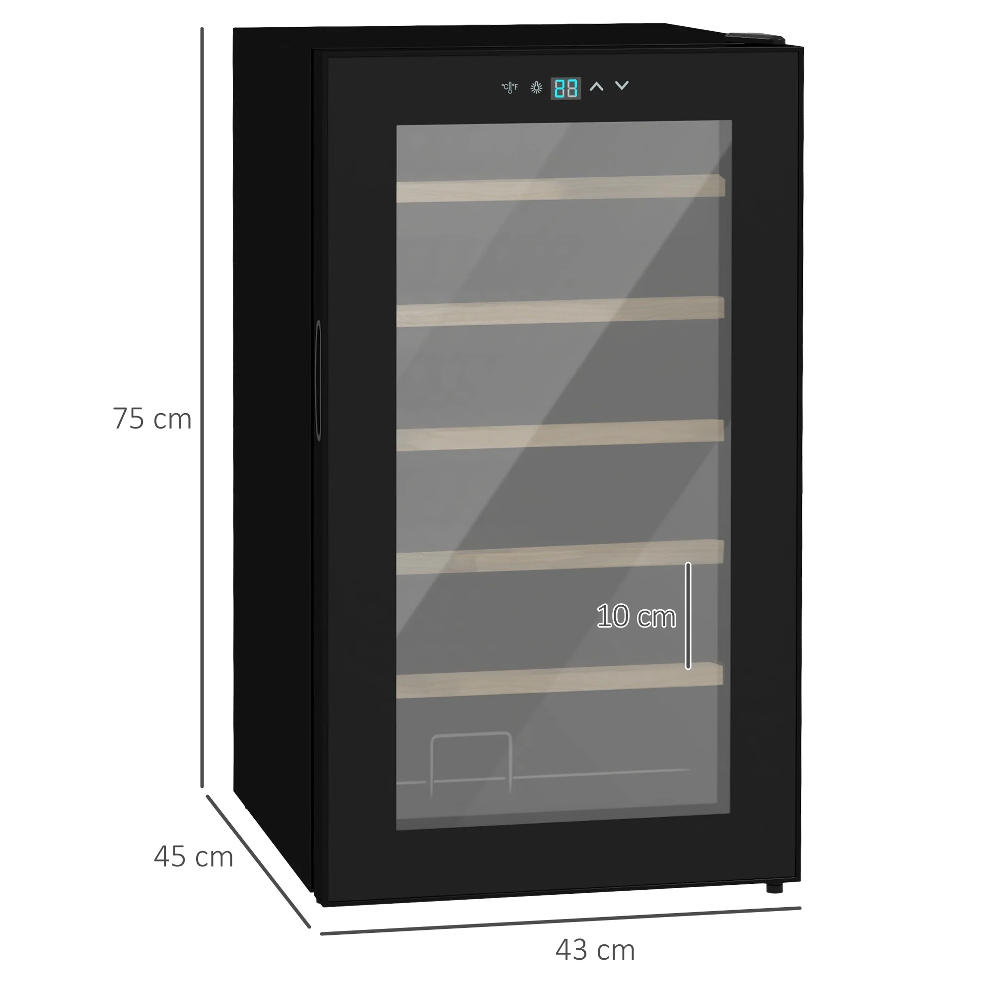 24 Bottles Wine Fridge With Glass Door Digital Touch Screen Control LED Light - Image 5