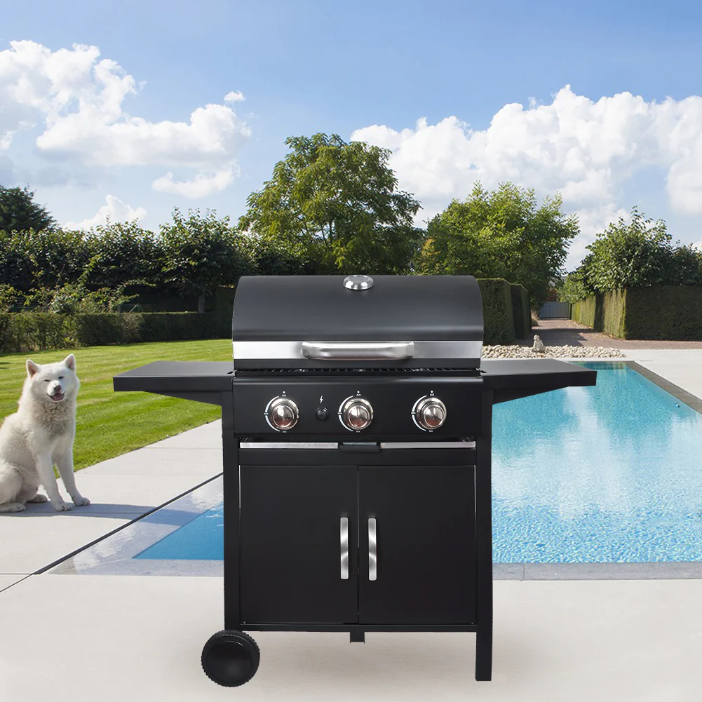 3 Burner Gas BBQ Grill with Cabinet - Image 2