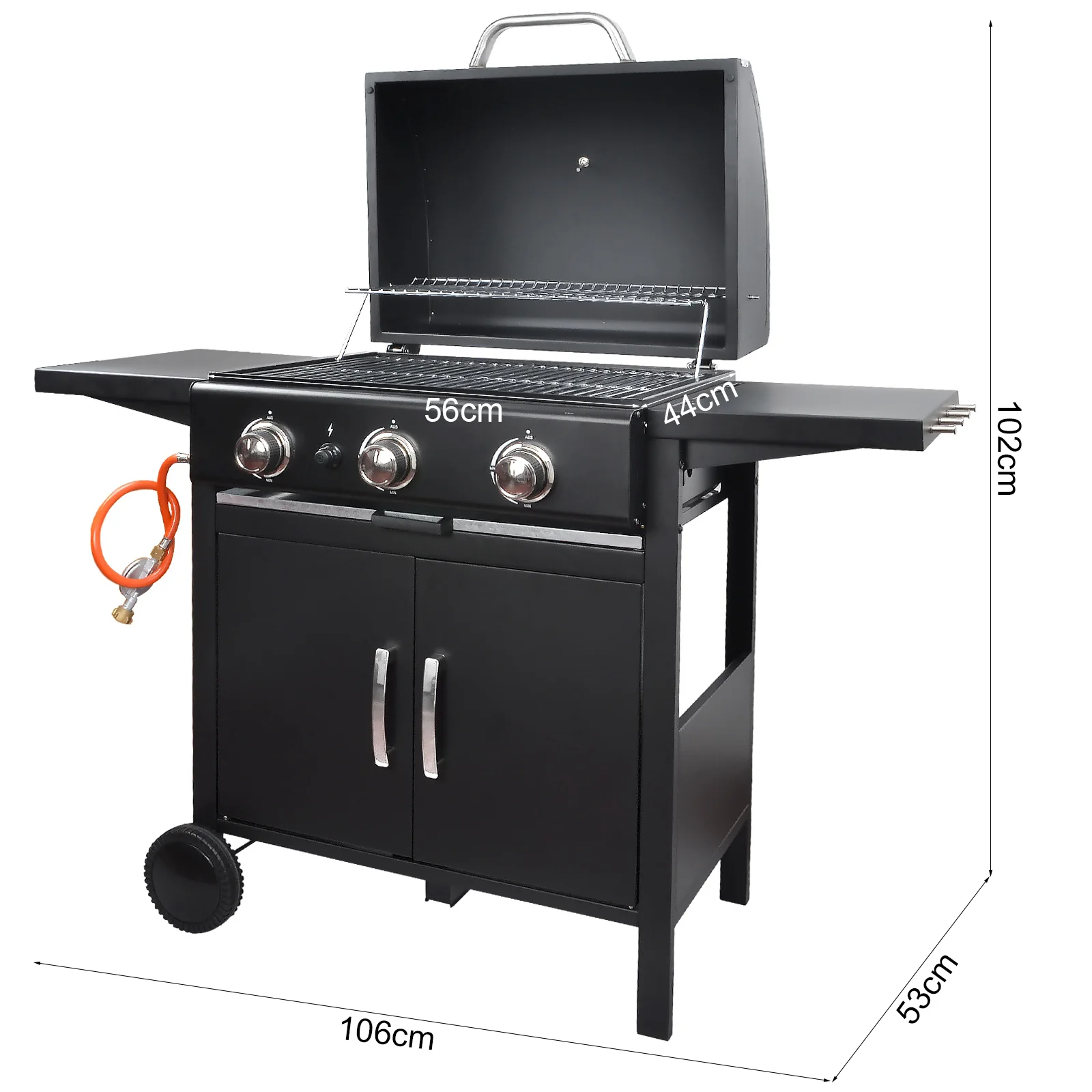 3 Burner Gas BBQ Grill with Cabinet - Image 9