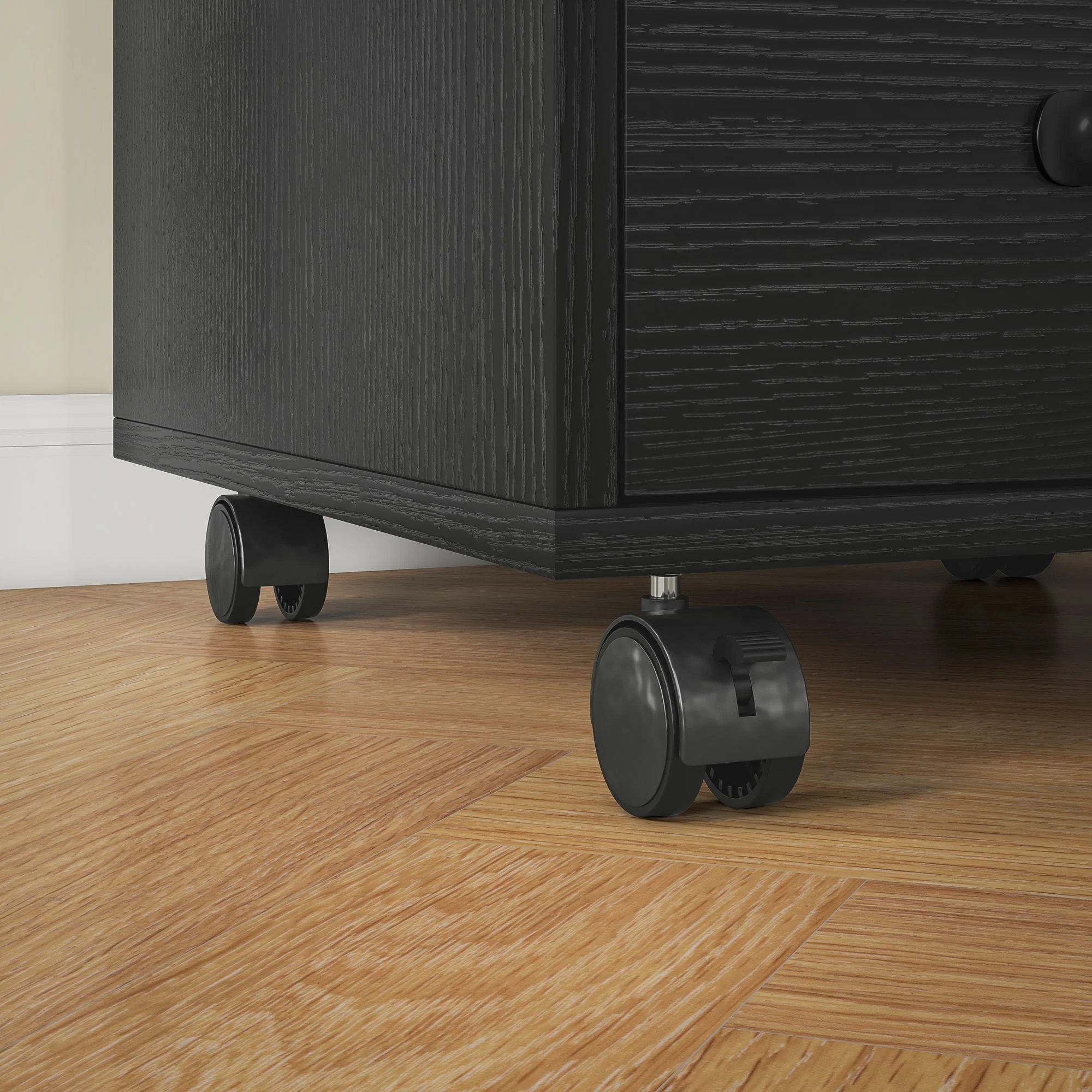 3 Drawer Rolling File Cabinet With Wheels Under Desk Mobile Filing Cabinet - Black/White - Image 17