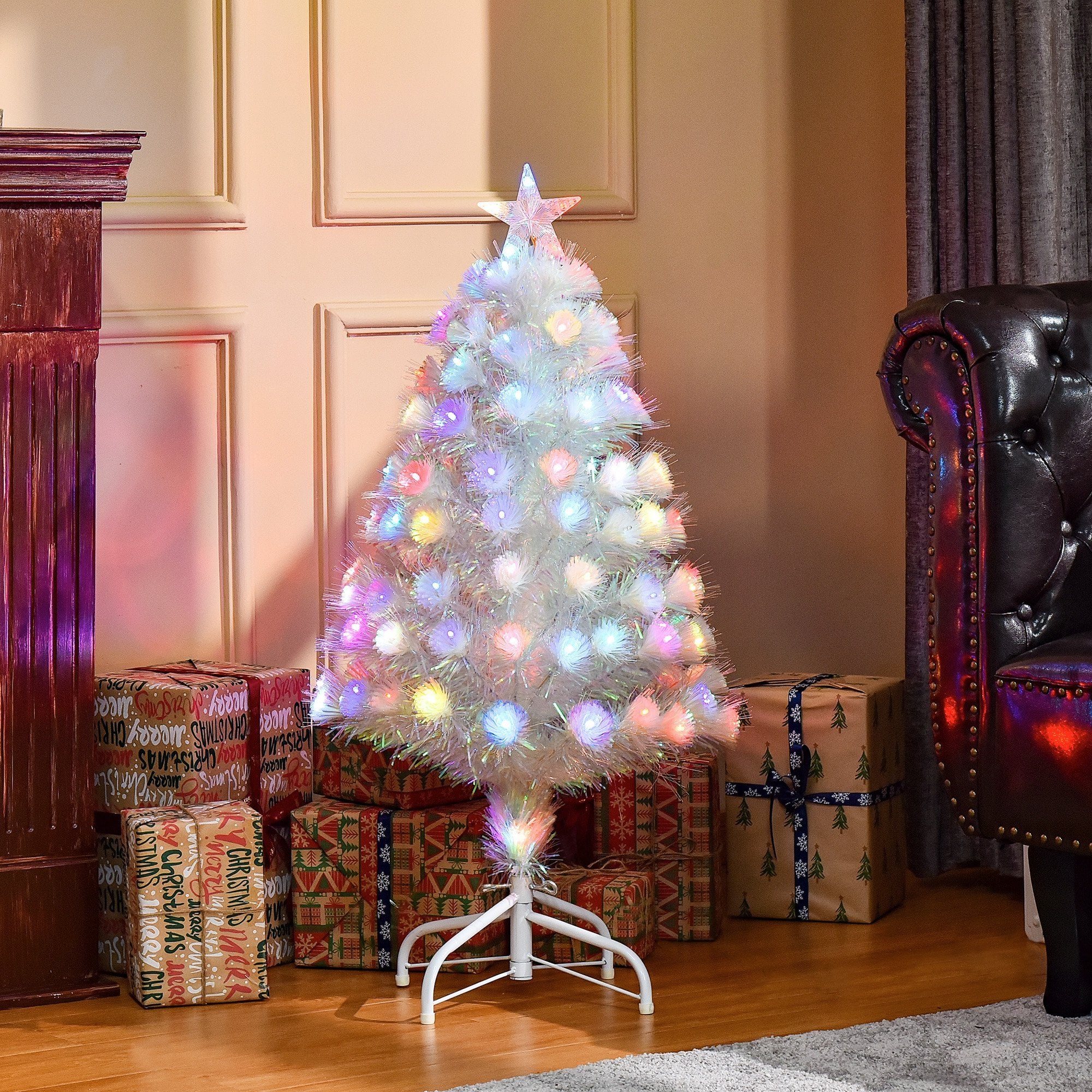 HOMCOM White  3ft Prelit Artificial Christmas Tree - Image 3