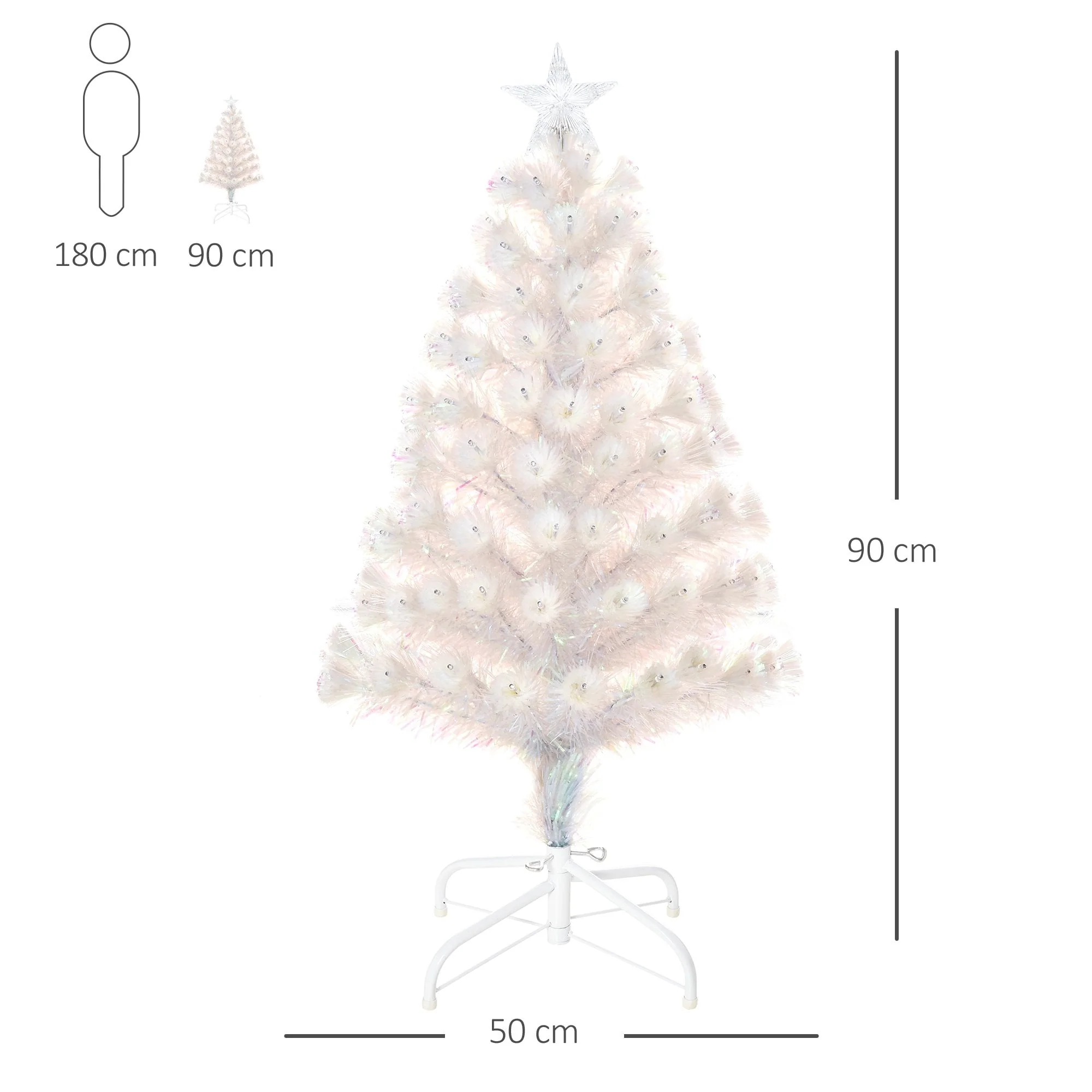 HOMCOM White  3ft Prelit Artificial Christmas Tree - Image 4