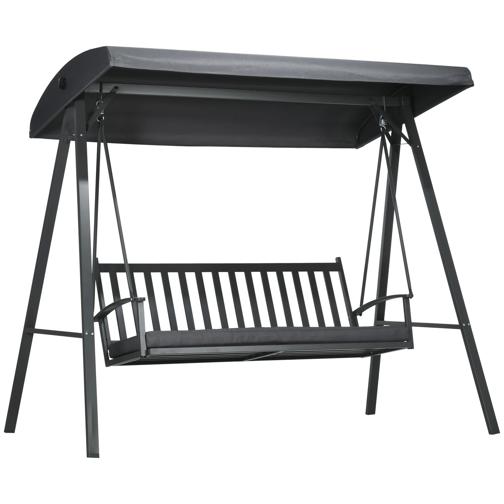 3-Seat Garden Swing Chair, Outdoor Canopy Swing Glider with Removable Cushion