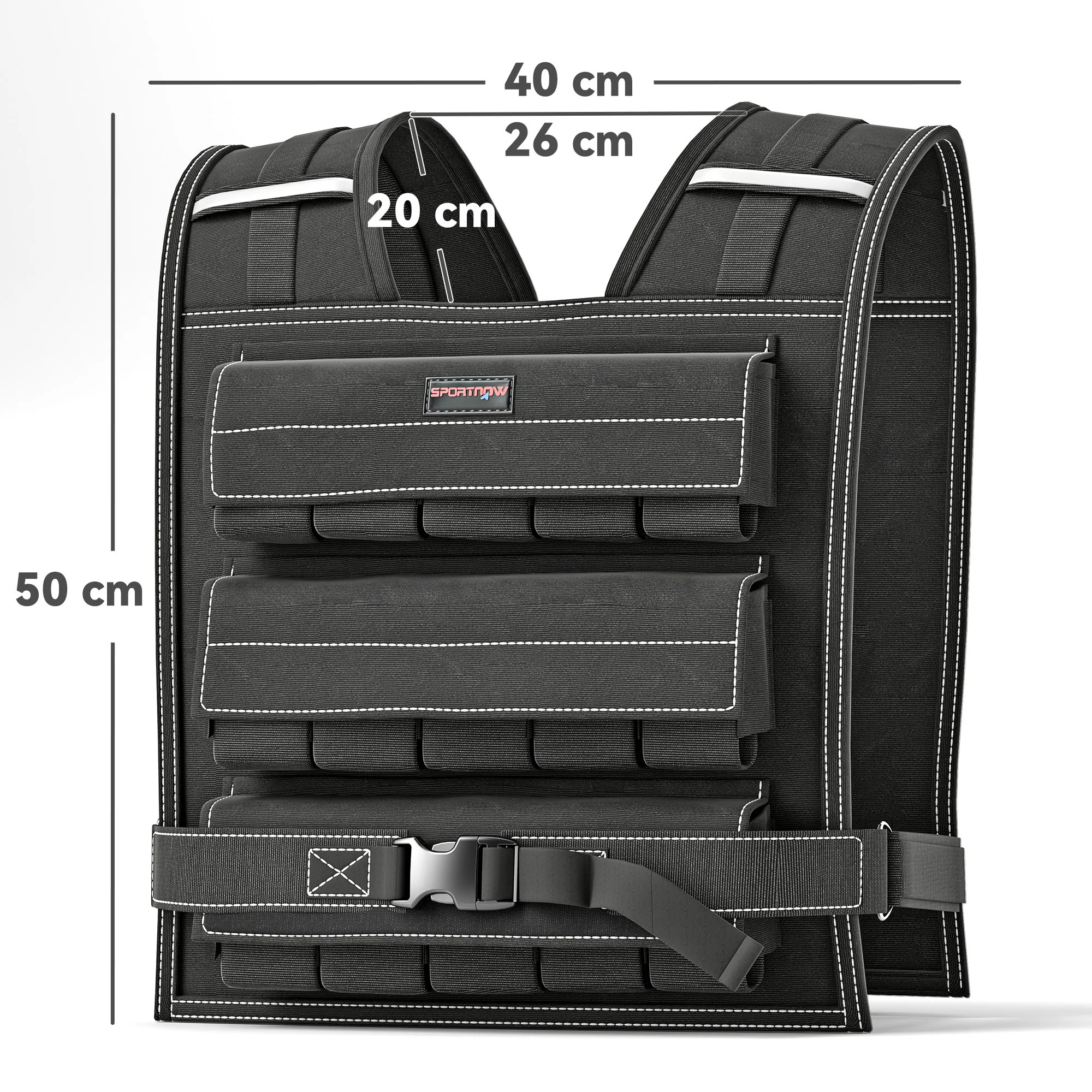 30KG Adjustable Weighted Vest with 30 Metal Weights, Running Weight Vest - Image 5