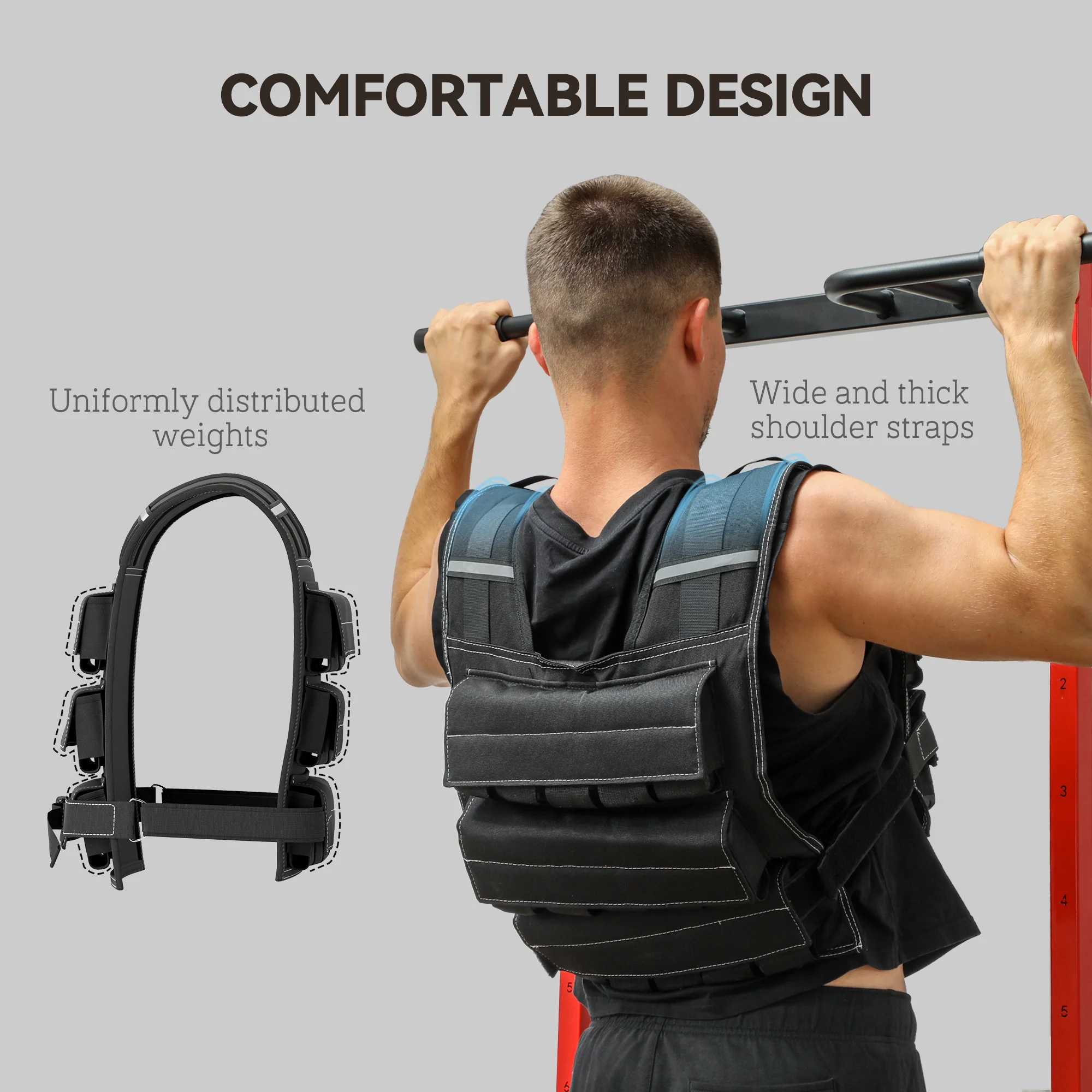30KG Adjustable Weighted Vest with 30 Metal Weights, Running Weight Vest - Image 6