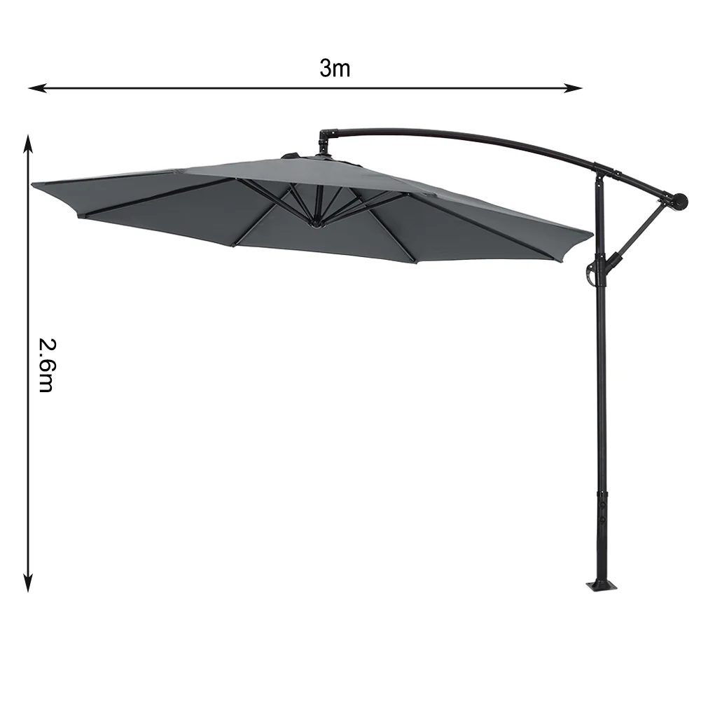 3M Large Banana Cantilever Patio Parasol For Outdoor Sunshade And Rain With Fillable Base On Wheels - Image 7