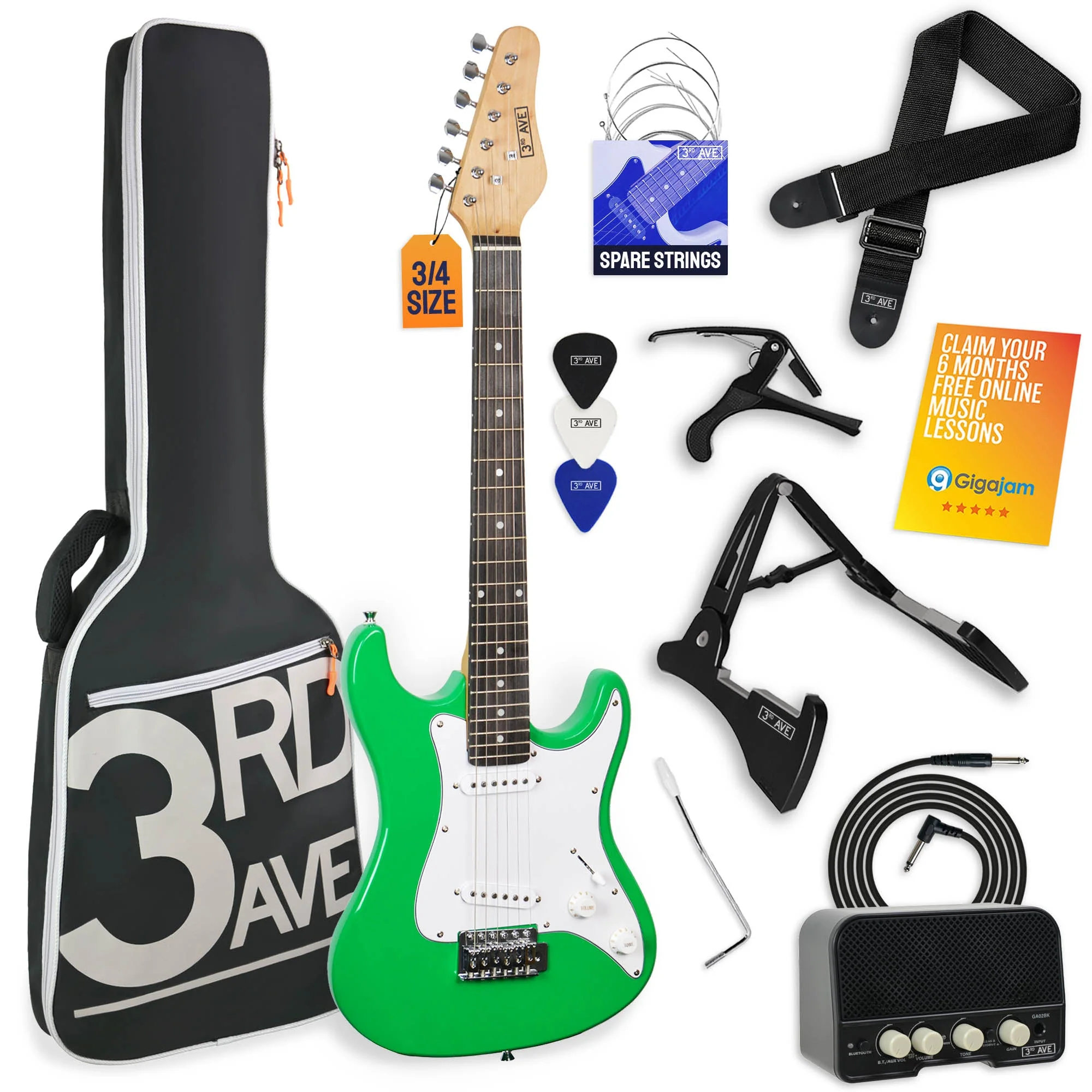 3rd Avenue 3/4 Size Electric Guitar Starter Pack - Green