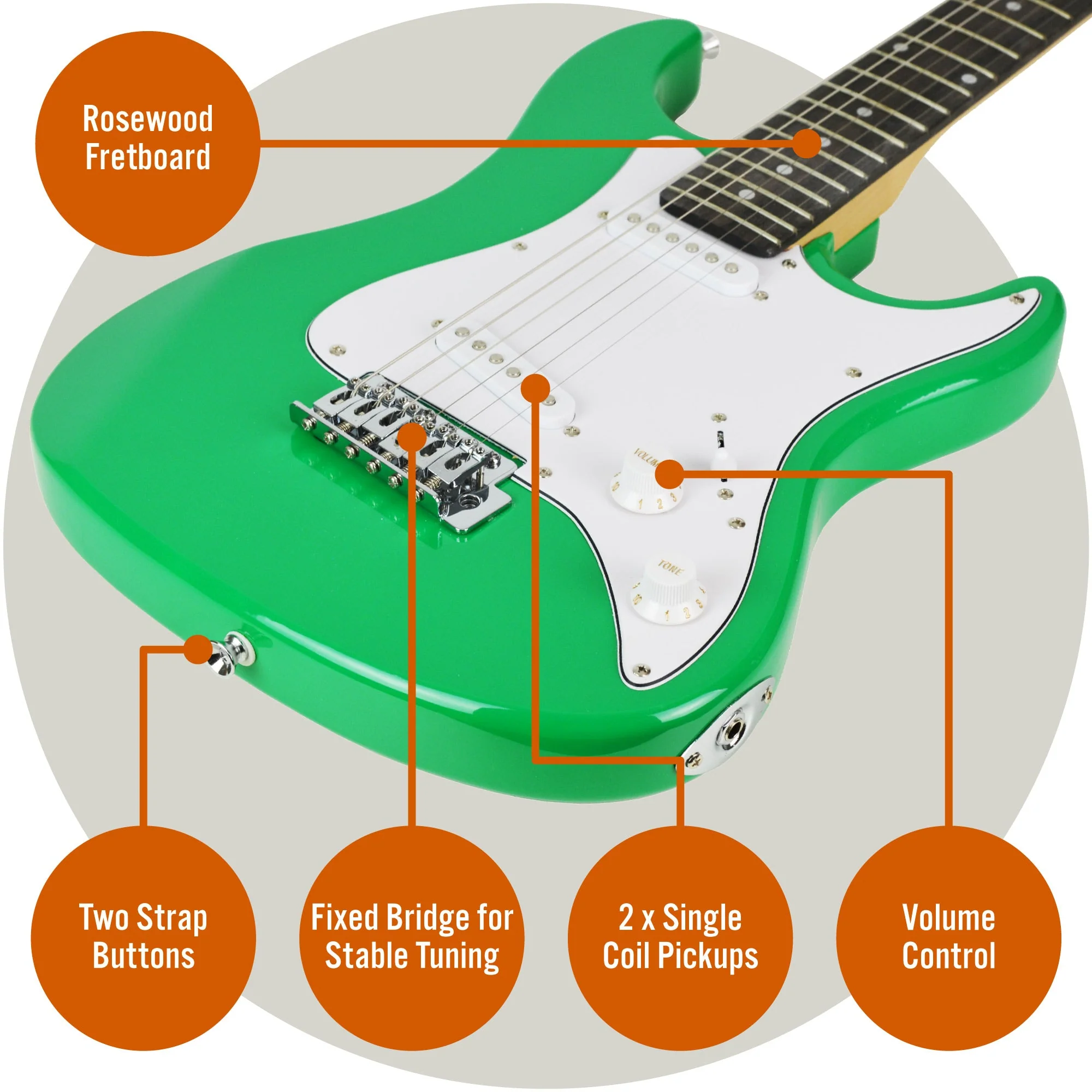 3rd Avenue 3/4 Size Electric Guitar Starter Pack - Green - Image 4