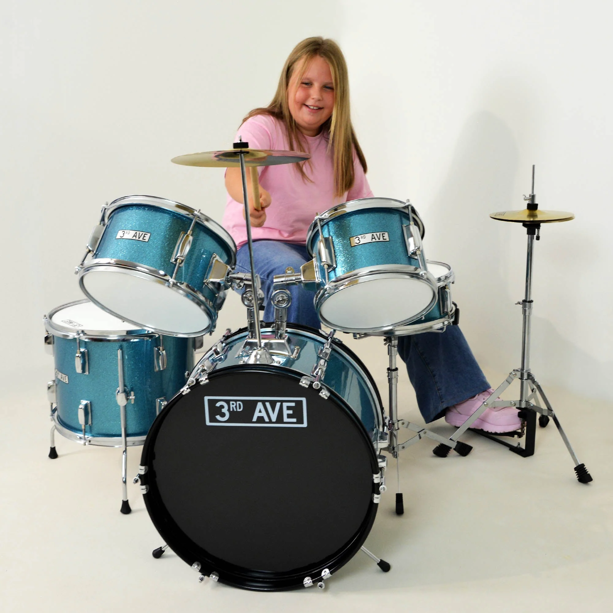 3rd Avenue 5 Piece Junior Drum Kit - Metallic Blue - Image 5