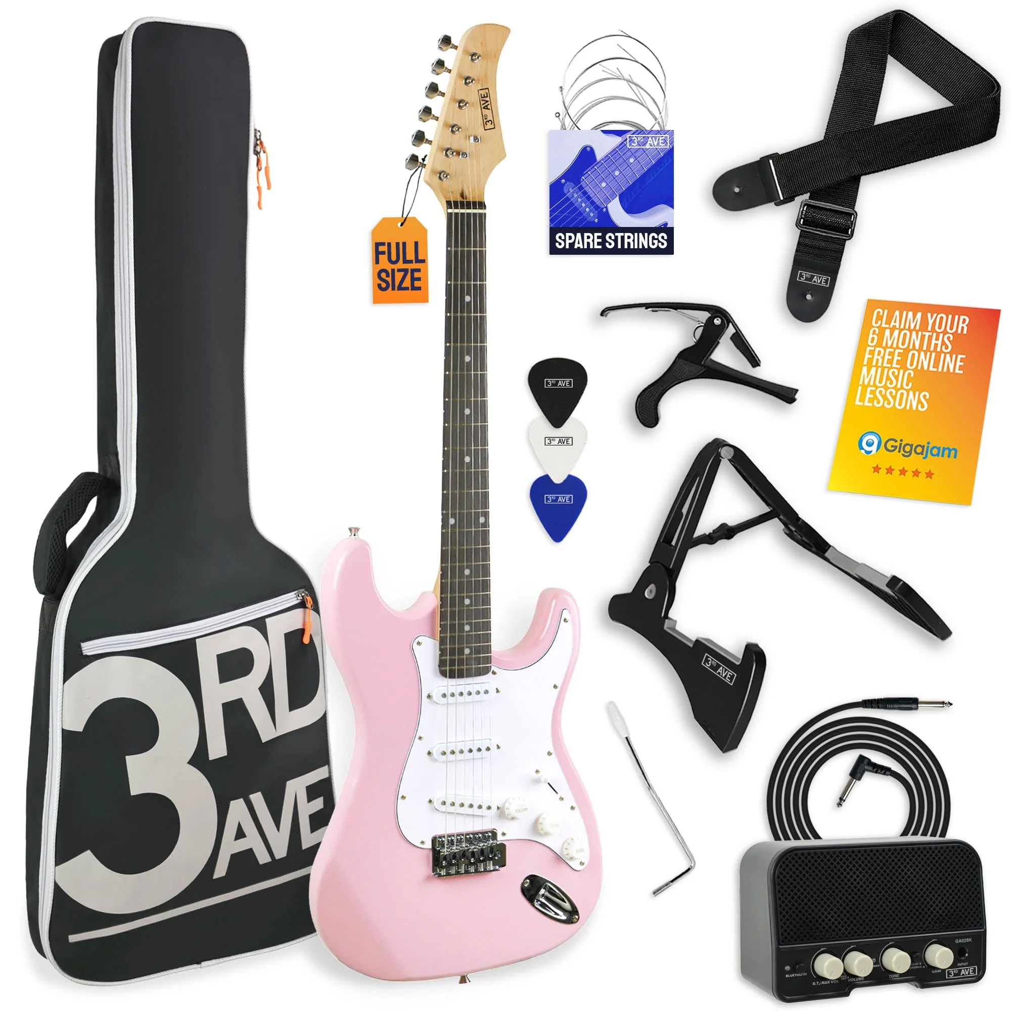 3rd Avenue Electric Guitar Pack - Pastel Pink