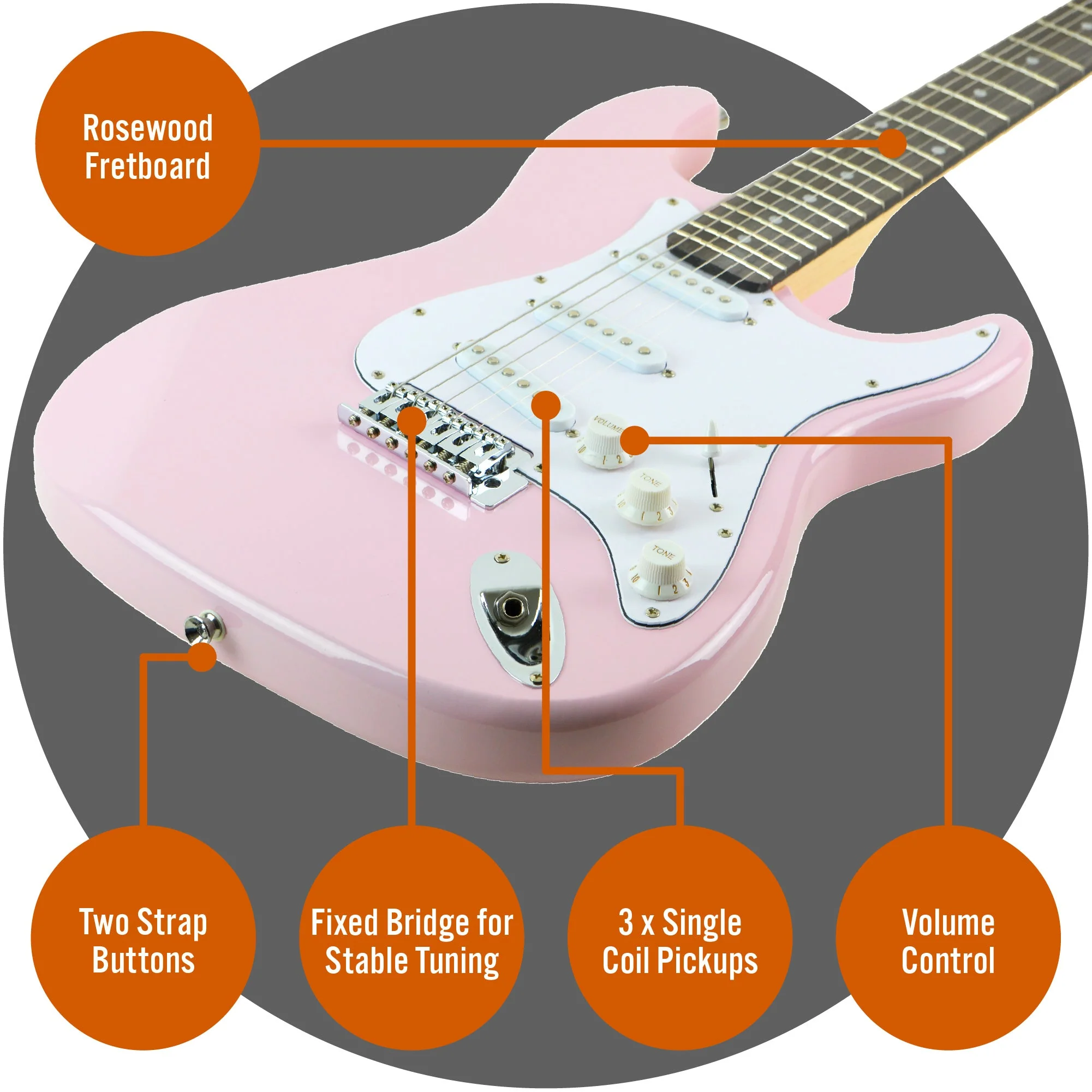 3rd Avenue Electric Guitar Pack - Pastel Pink - Image 4