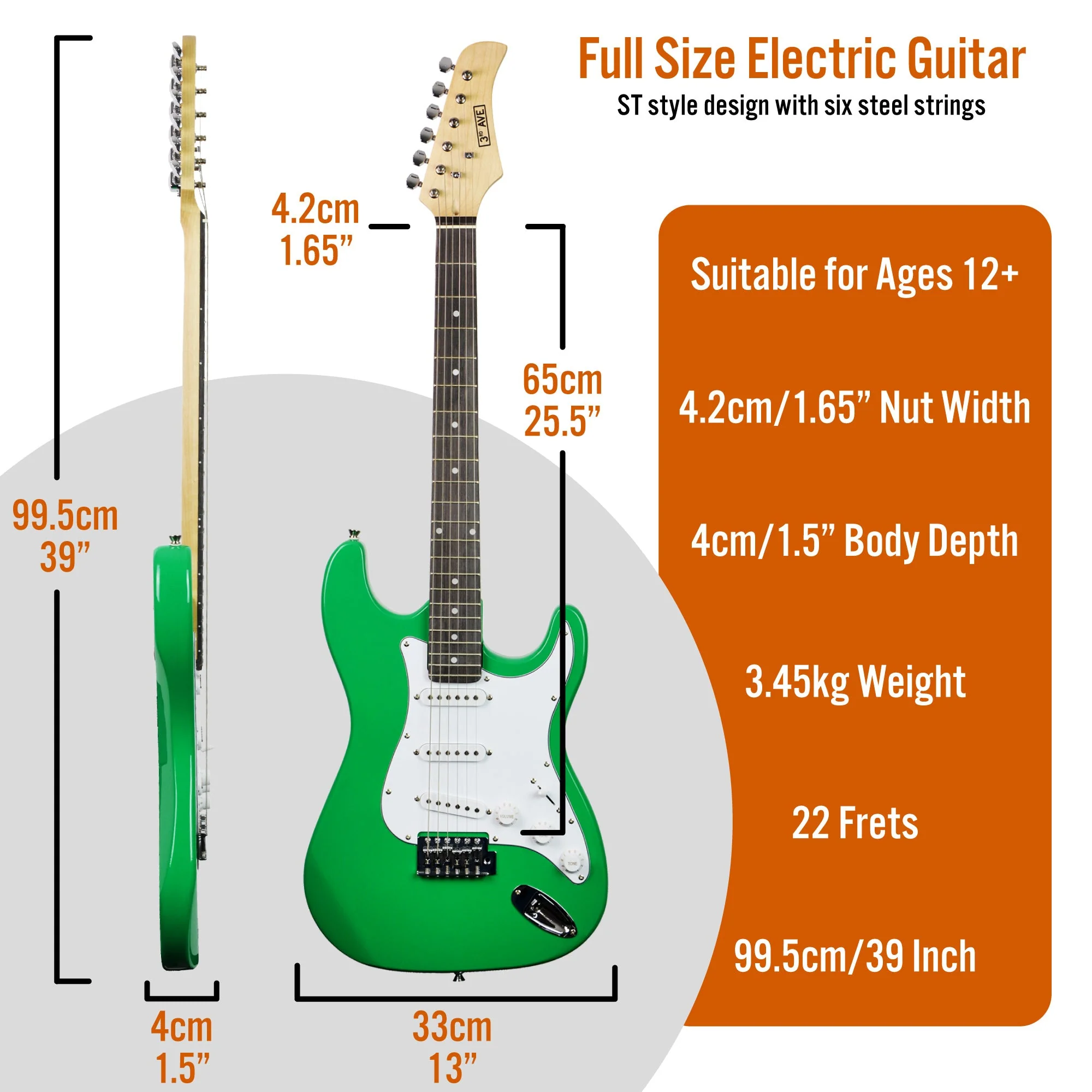3rd Avenue Electric Guitar Starter Pack - Green - Image 2