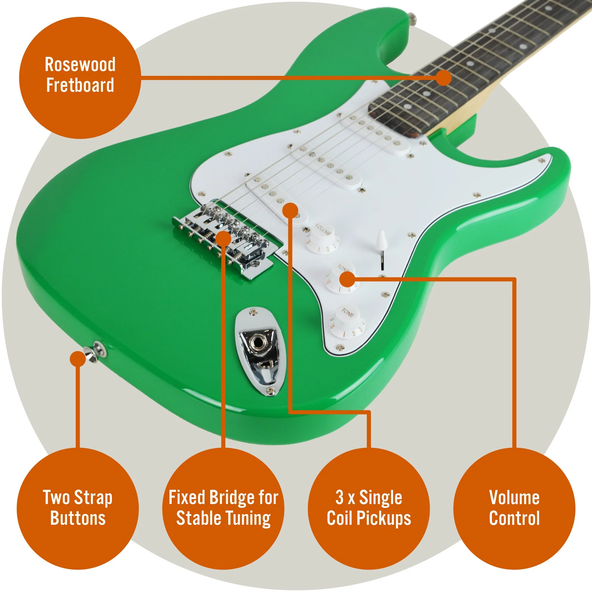 3rd Avenue Electric Guitar Starter Pack - Green - Image 4