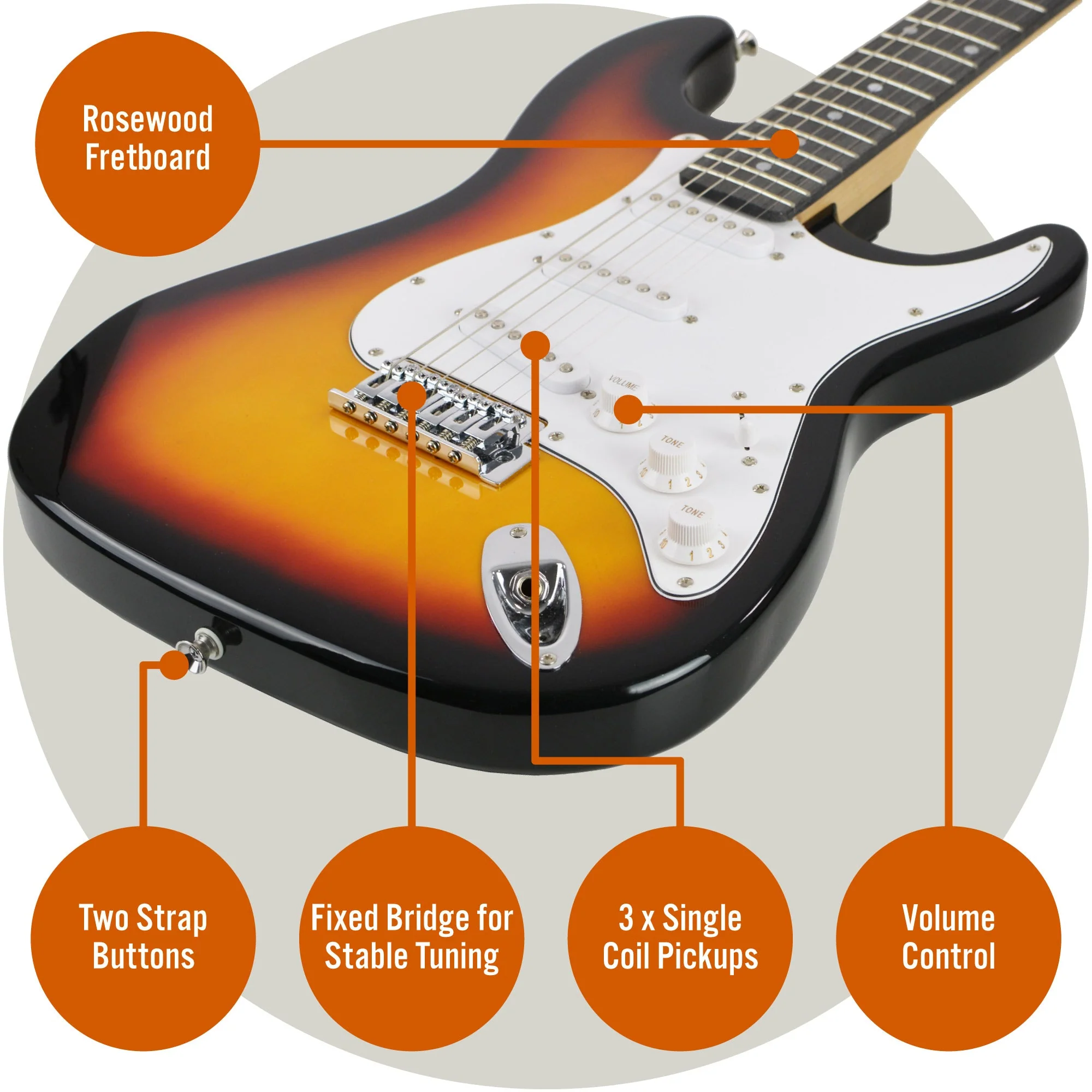 3rd Avenue Electric Guitar Starter Pack - Sunburst - Image 4