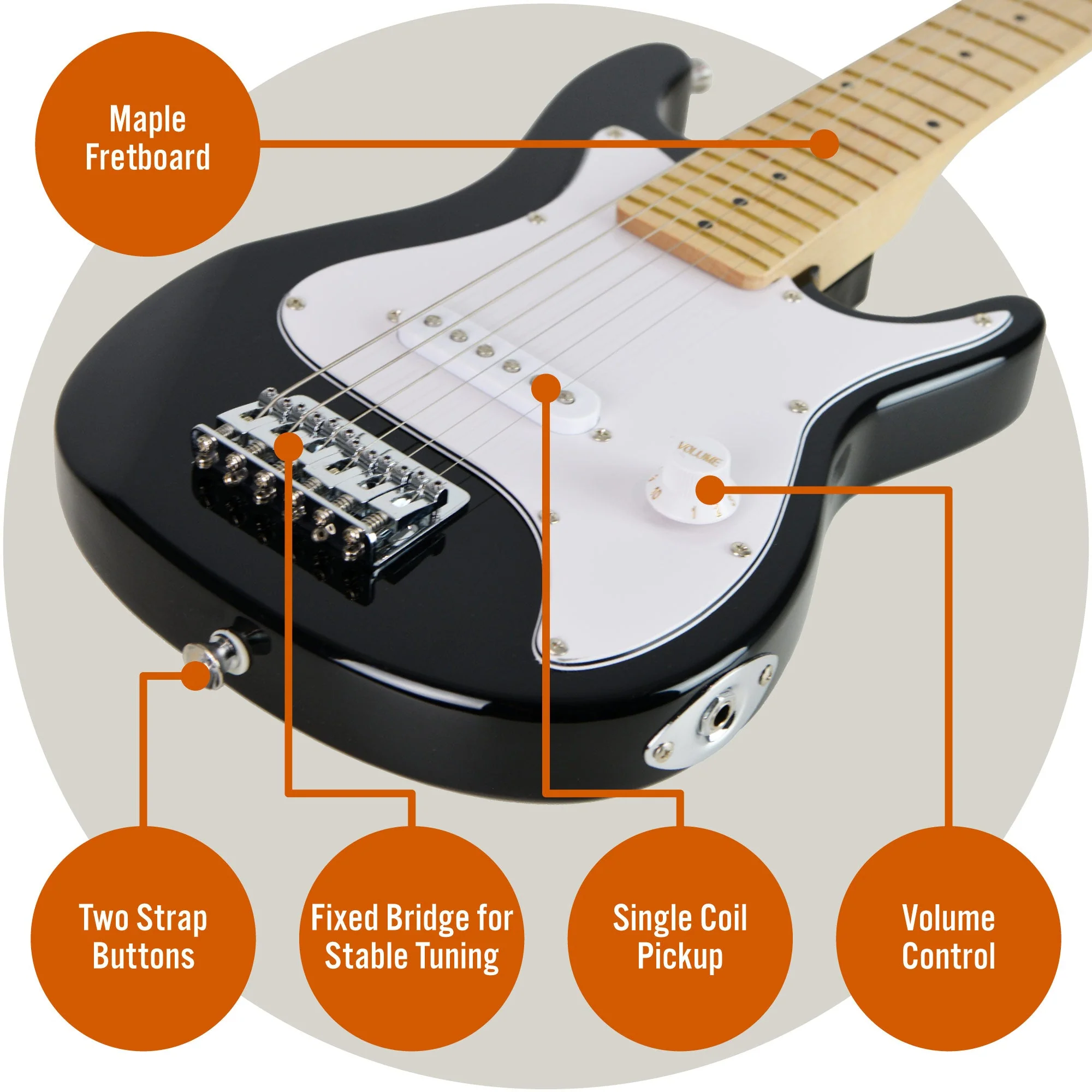 3rd Avenue Junior Electric Guitar Pack - Black & White - Image 4
