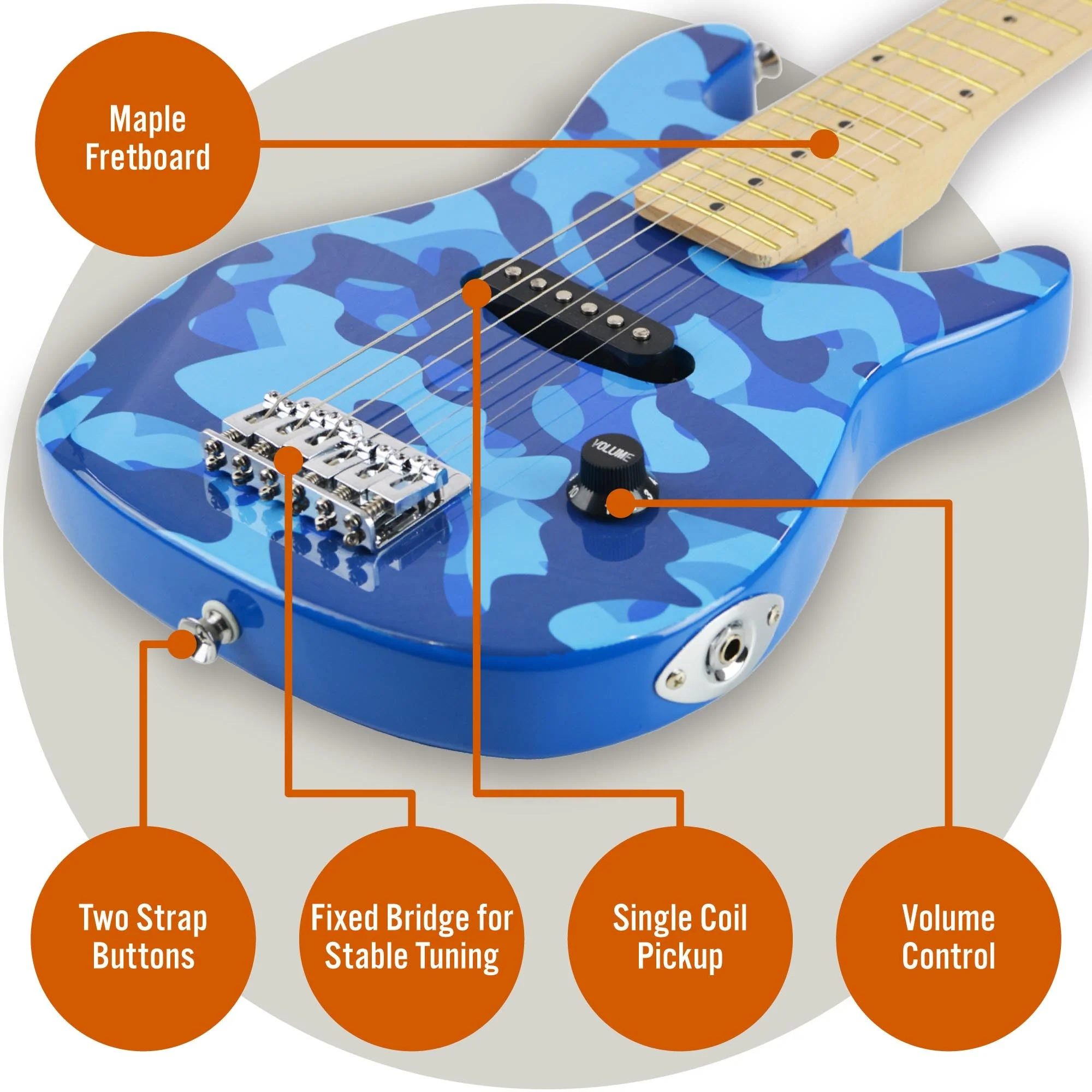 3rd Avenue Junior Electric Guitar Pack - Blue Camo - Image 4