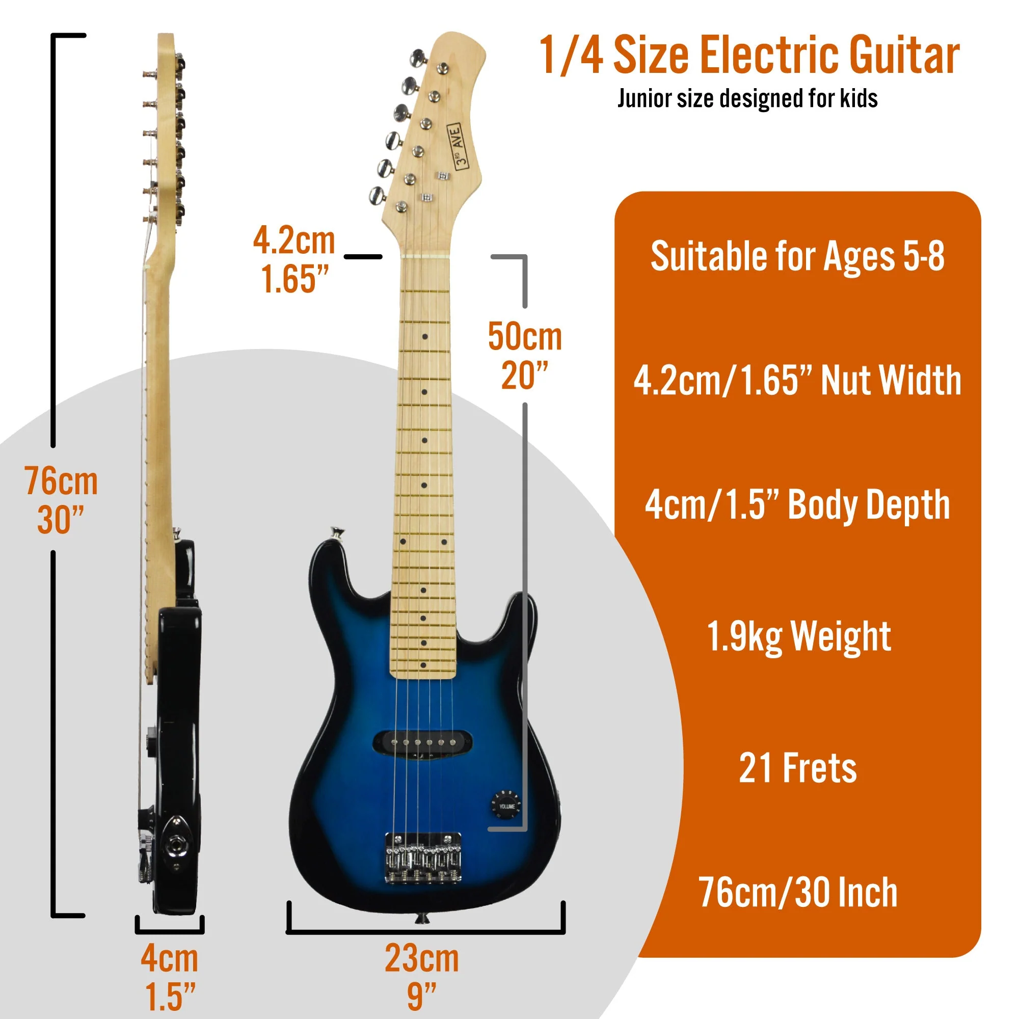 3rd Avenue Junior Electric Guitar Pack - Blueburst - Image 2