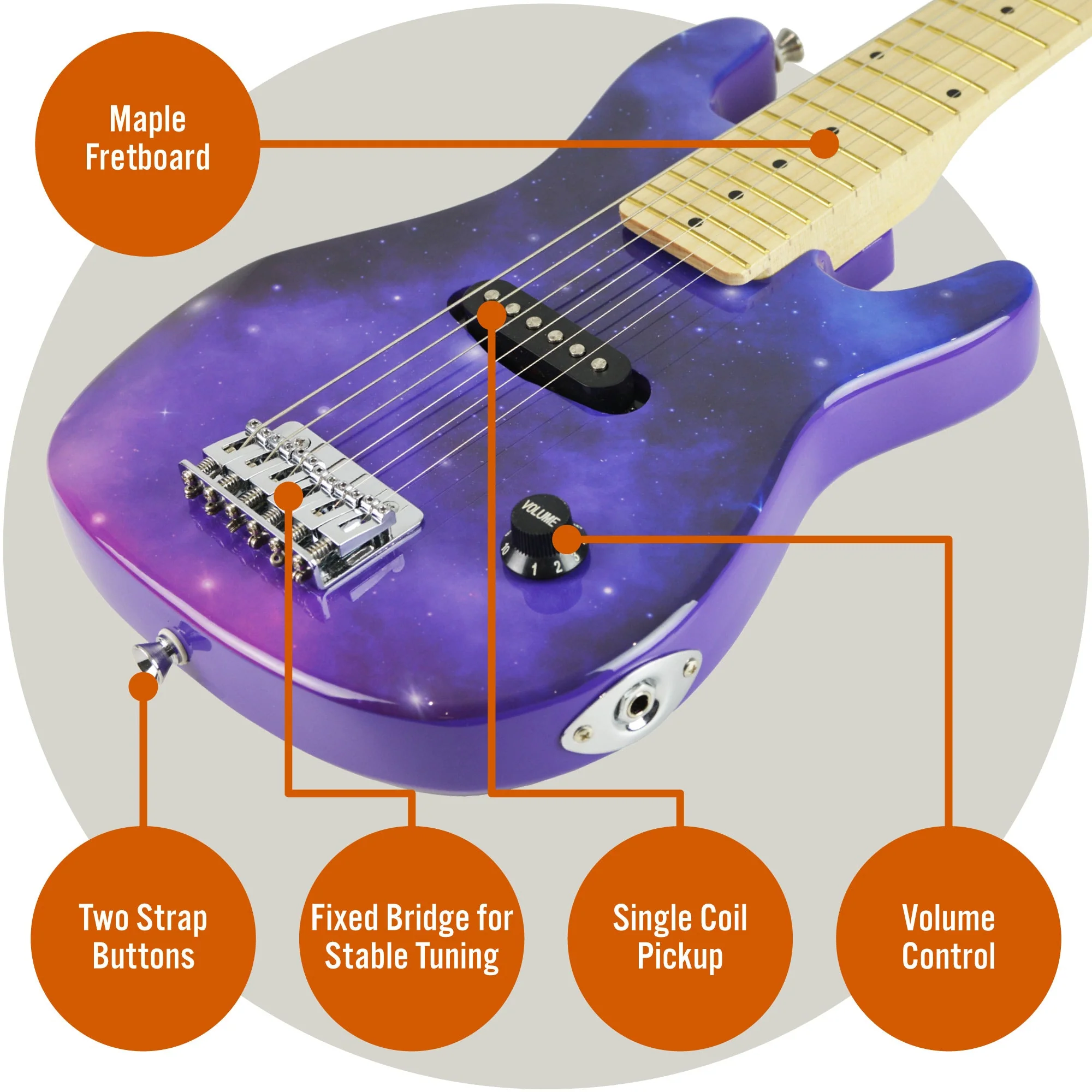 3rd Avenue Junior Electric Guitar Pack - Purple Galaxy - Image 4