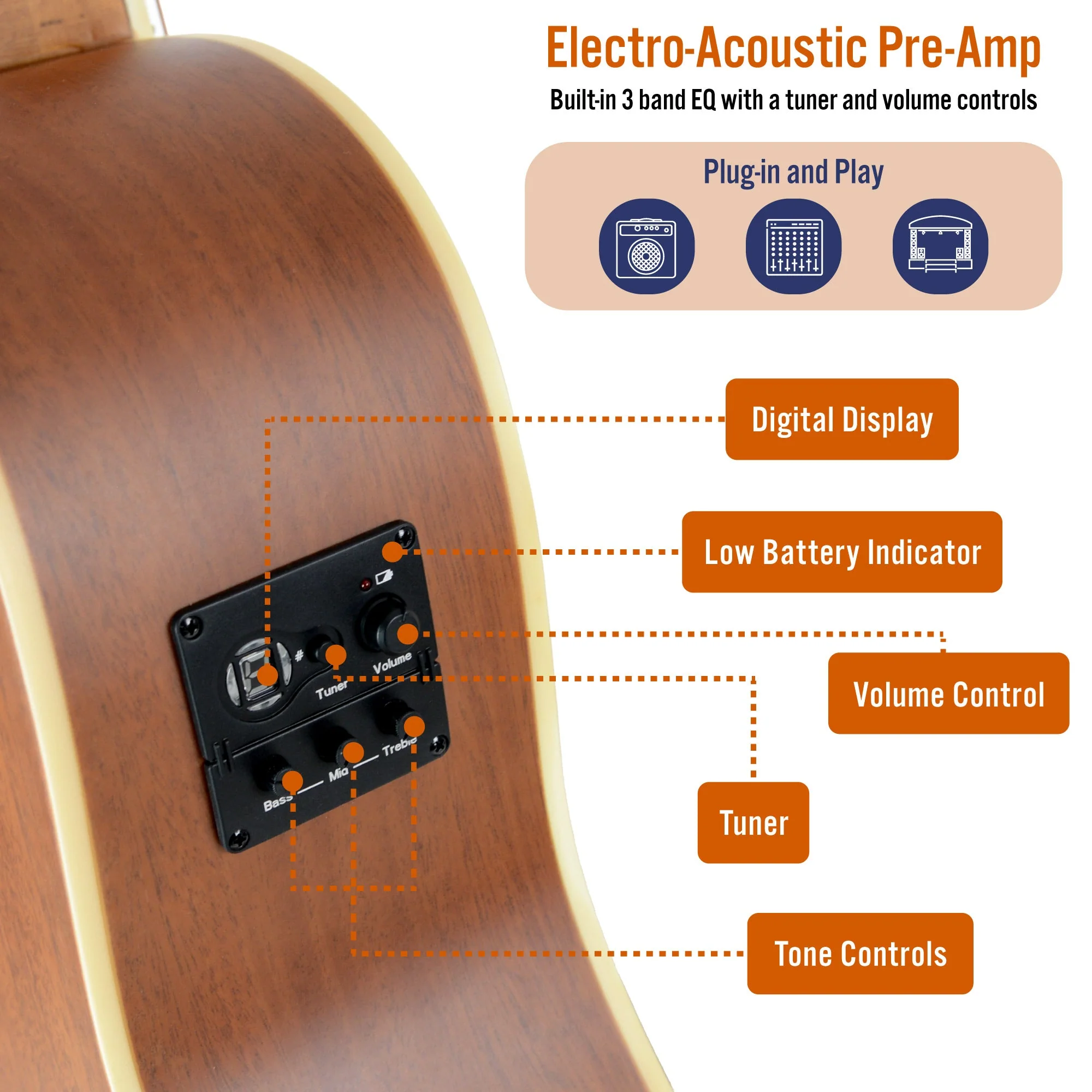3rd Avenue MX Cutaway Electro Acoustic Guitar Pack - Sunburst - Image 4