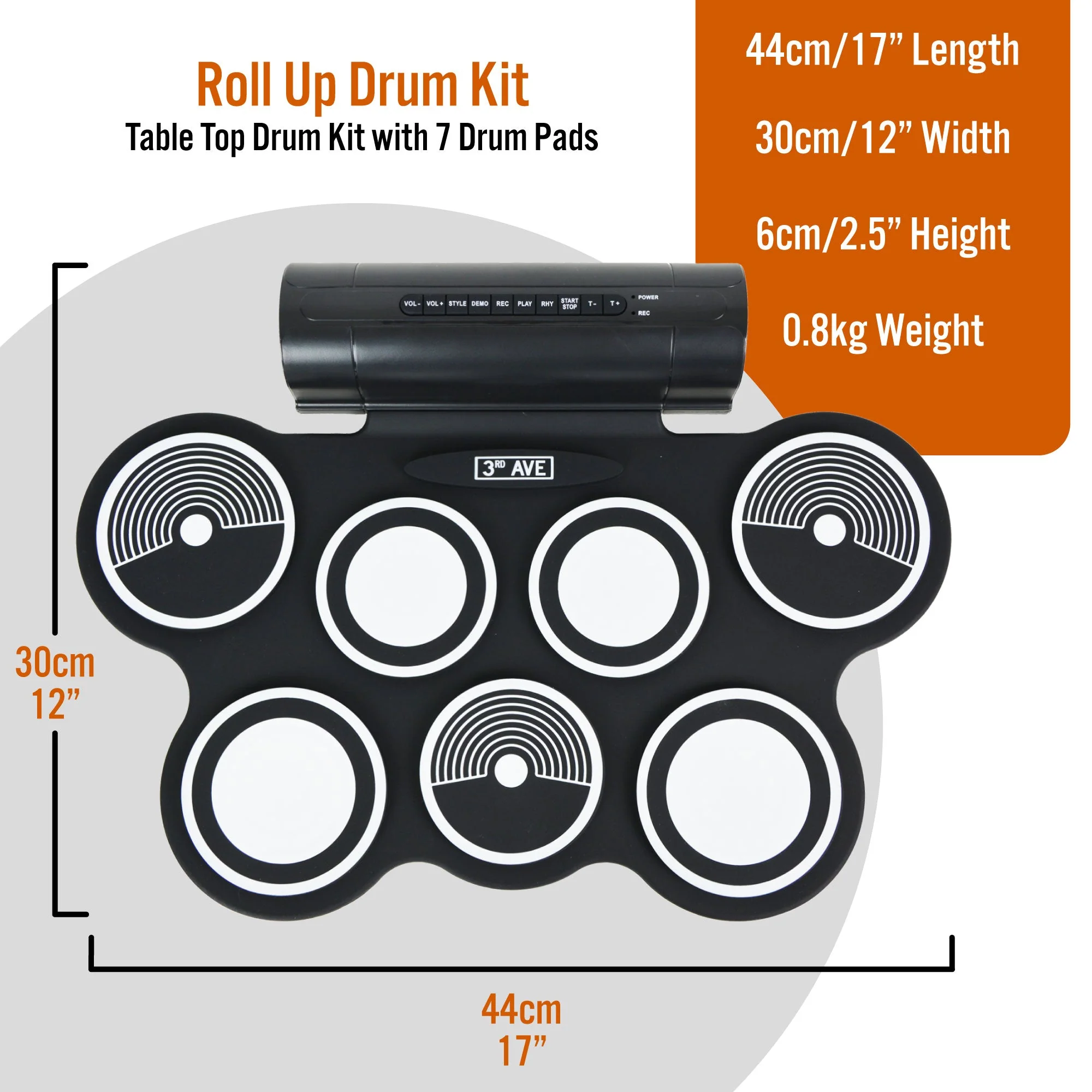 3rd Avenue Roll Up Electronic Drum Kit - Image 2