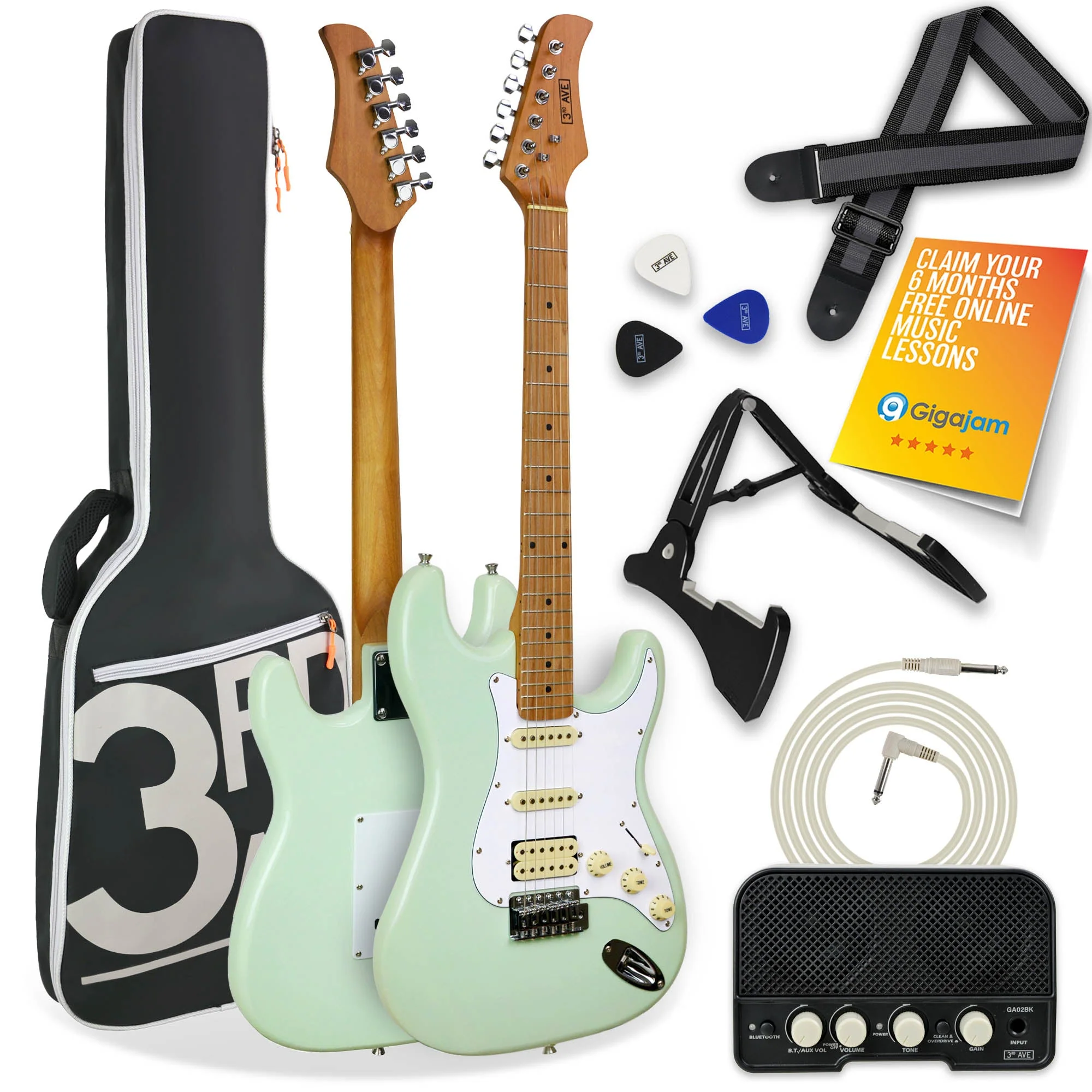 3rd Avenue Stateside Electric Guitar Pack - Liberty Green