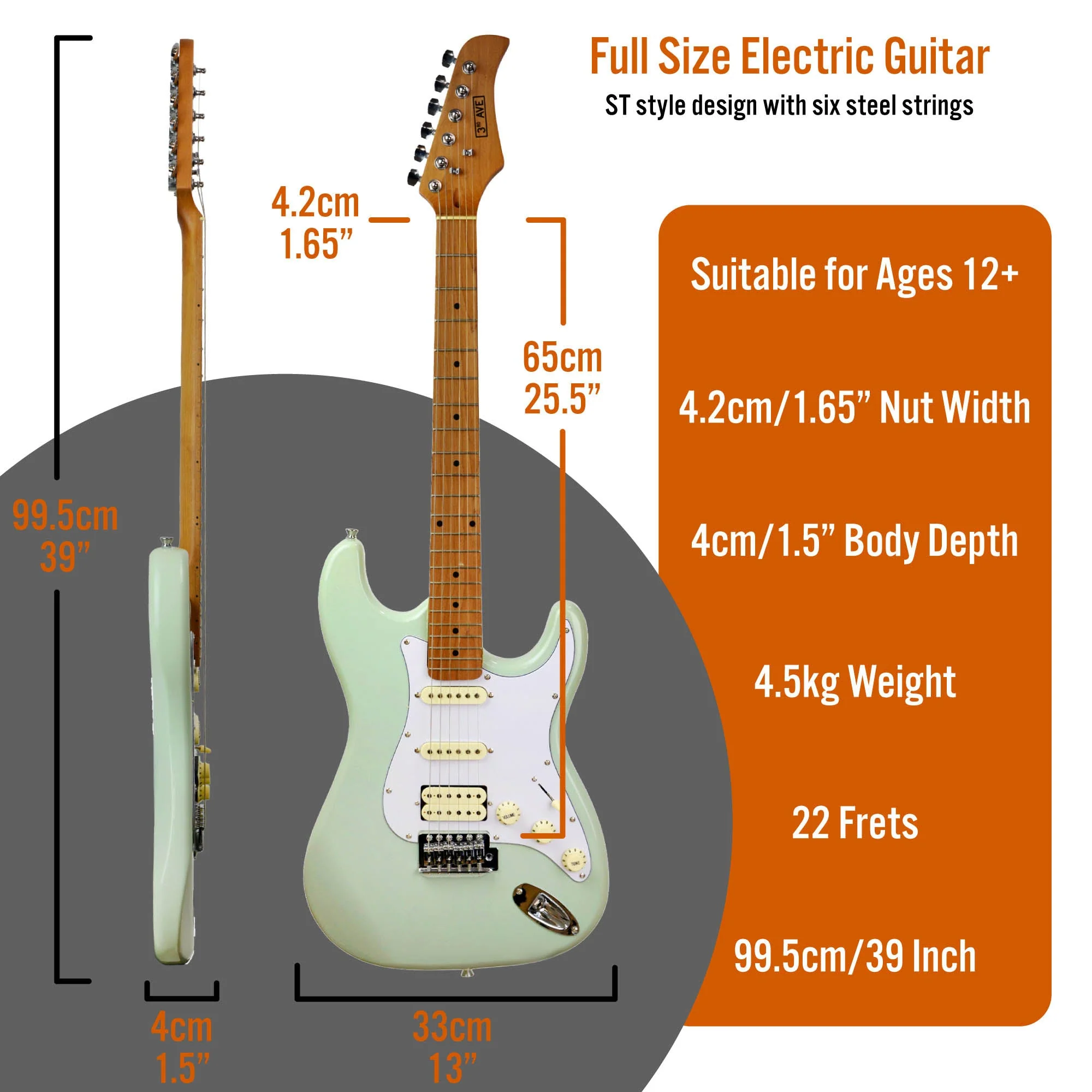 3rd Avenue Stateside Electric Guitar Pack - Liberty Green - Image 2
