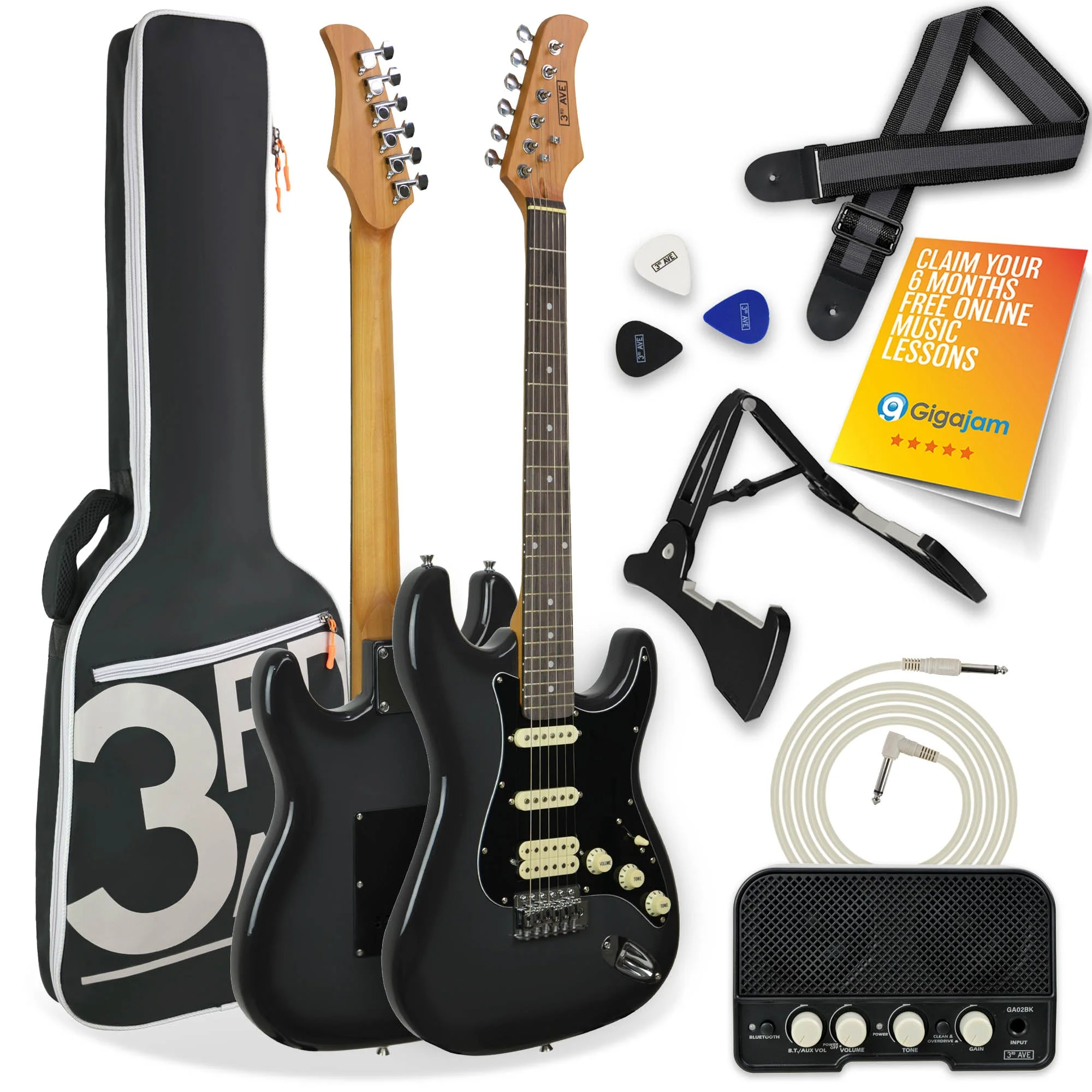 3rd Avenue Stateside Electric Guitar Pack - Rushmore Grey