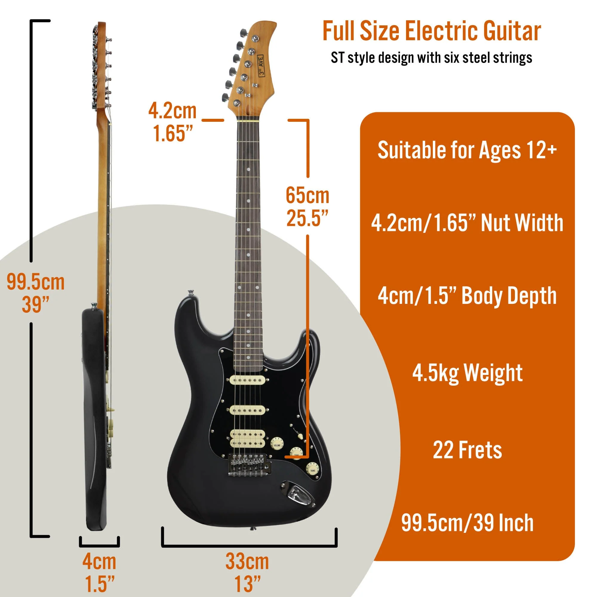 3rd Avenue Stateside Electric Guitar Pack - Rushmore Grey - Image 2