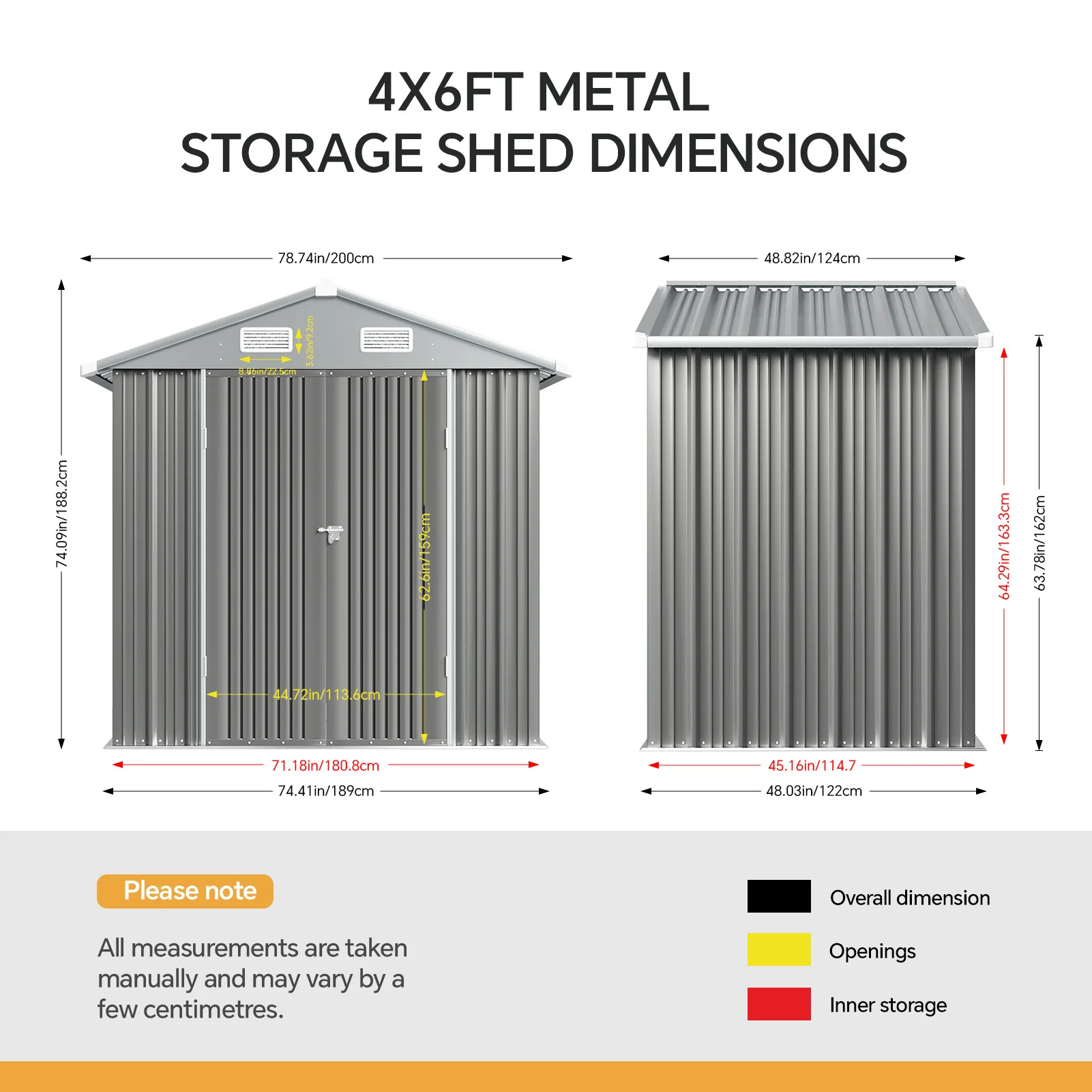 4*6FT/6*8FT/10*8FT/10*12FT Metal Garden Storage Shed With Lockable Door - Image 9