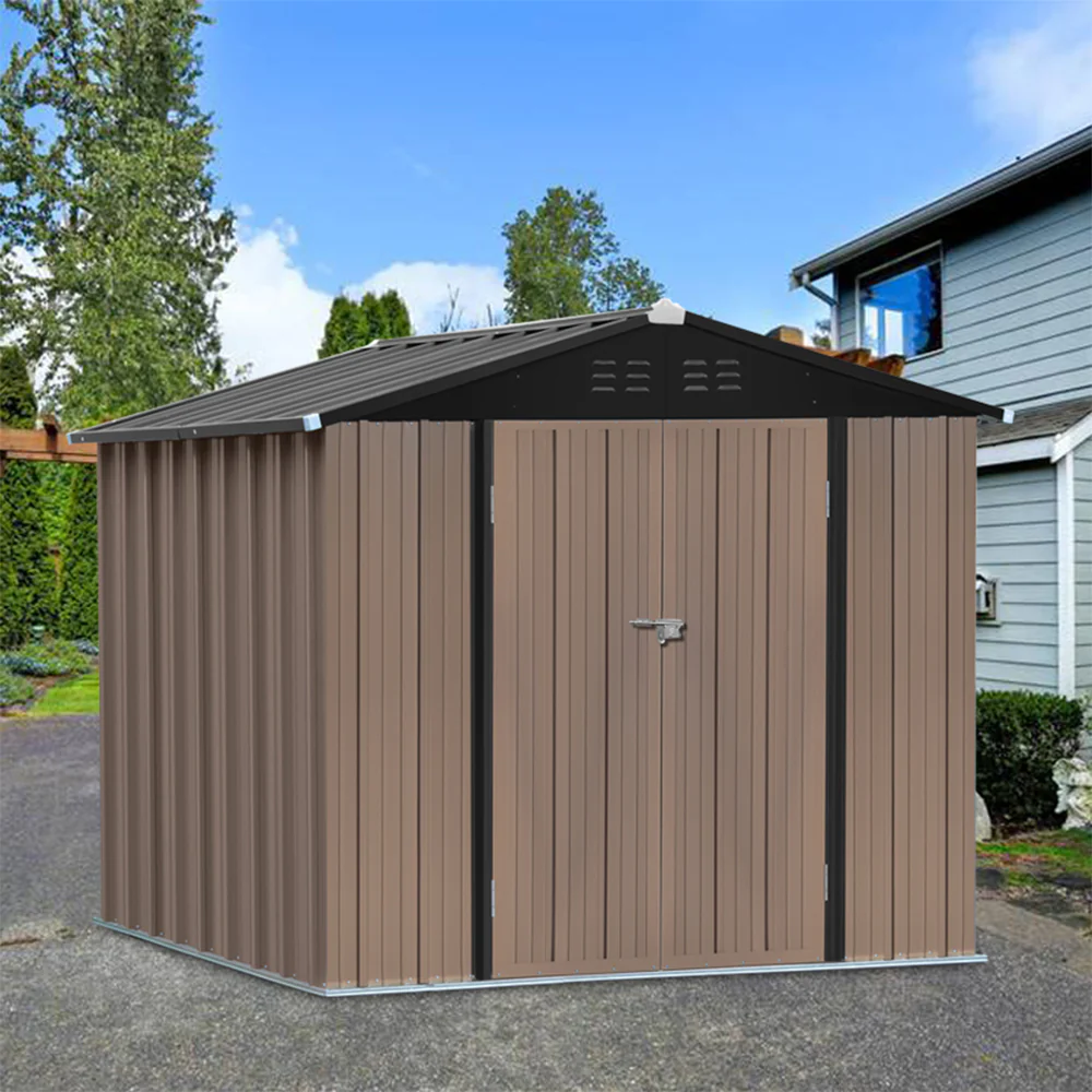 4*6FT / 6*8FT Metal Garden Storage Shed with Lockable Door - Image 2