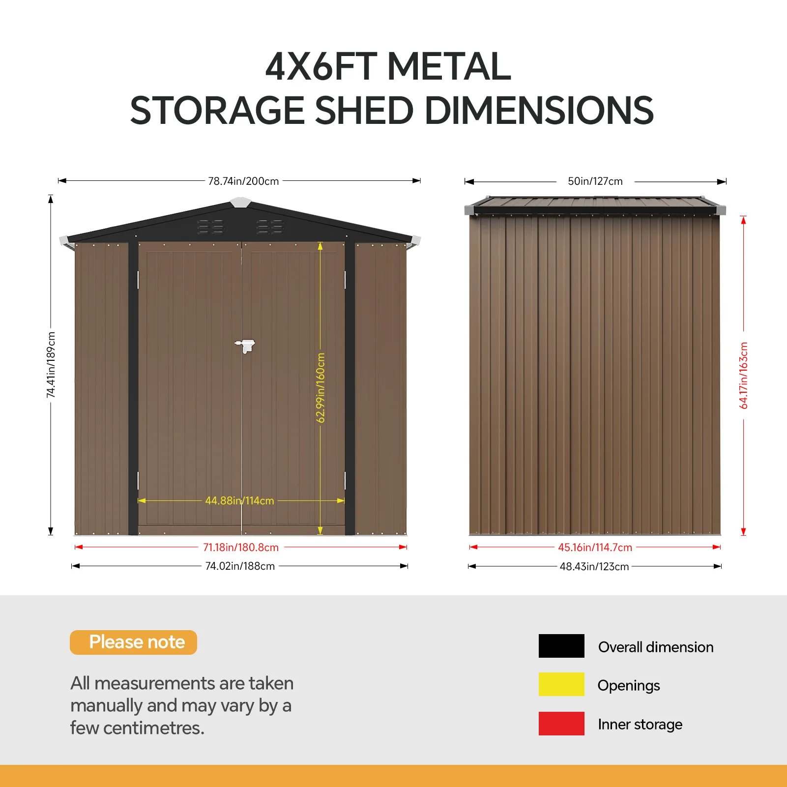 4*6FT / 6*8FT Metal Garden Storage Shed with Lockable Door - Image 8