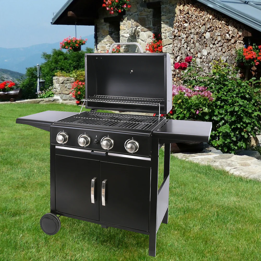 4 Burner Gas BBQ Grill With Cabinet - Image 2