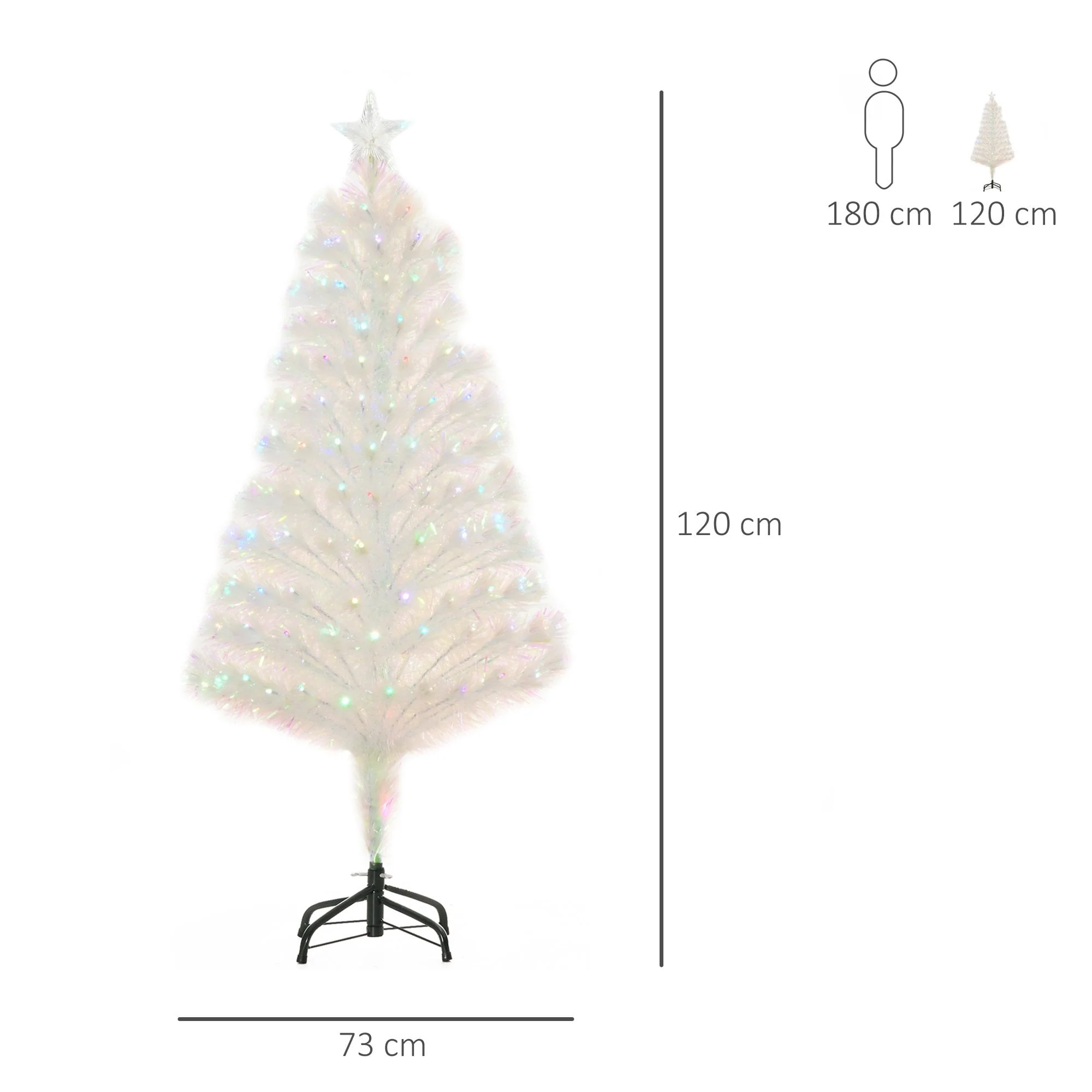 HOMCOM 4ft White Pre-Lit  Artificial Christmas Tree - Image 4