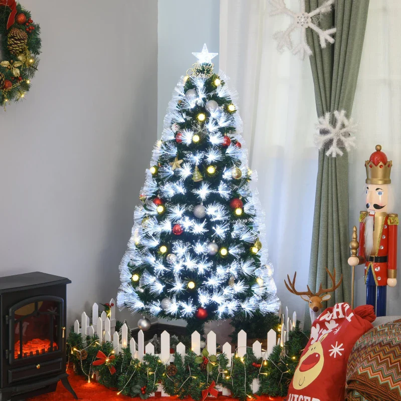 HOMCOM Fibre Optic Christmas Tree with Star Topper 5ft - Image 10