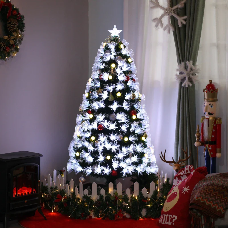 HOMCOM Fibre Optic Christmas Tree with Star Topper 5ft - Image 2