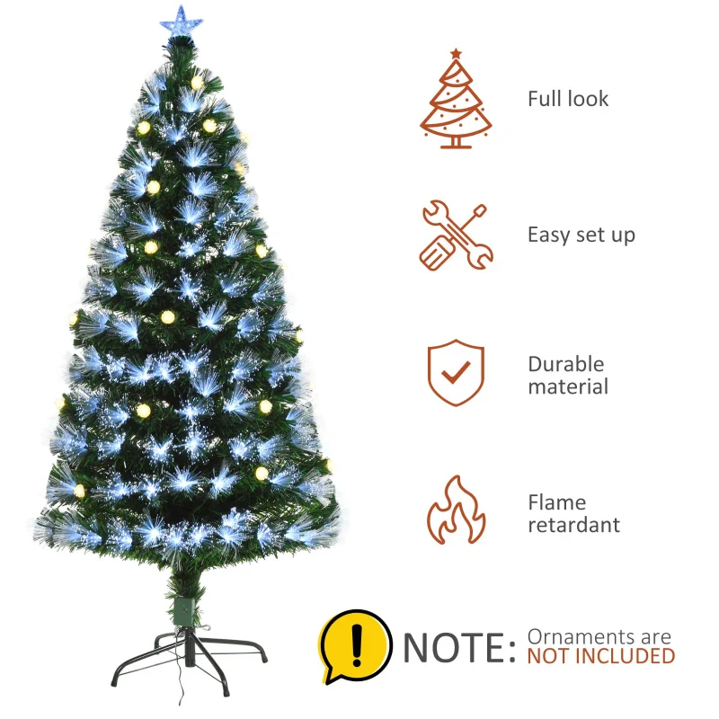 HOMCOM Fibre Optic Christmas Tree with Star Topper 5ft - Image 5