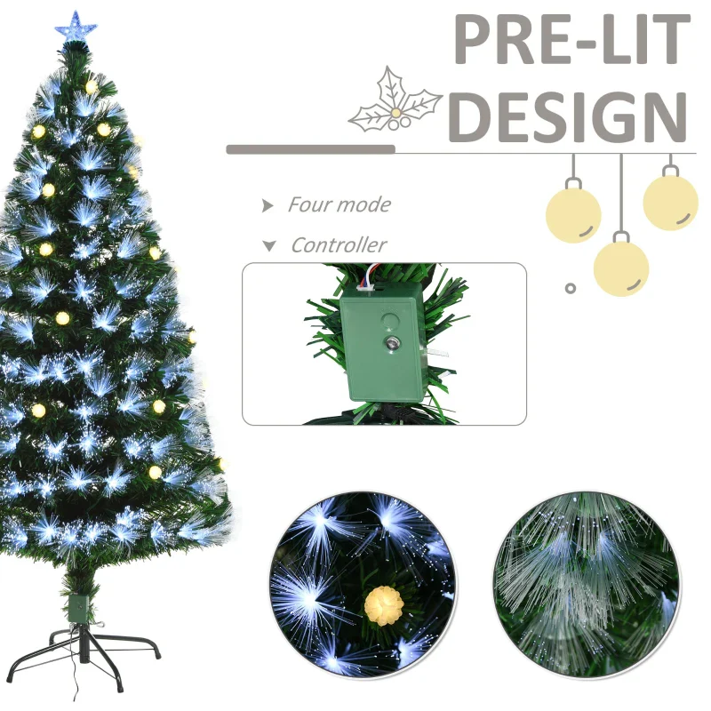 HOMCOM Fibre Optic Christmas Tree with Star Topper 5ft - Image 7