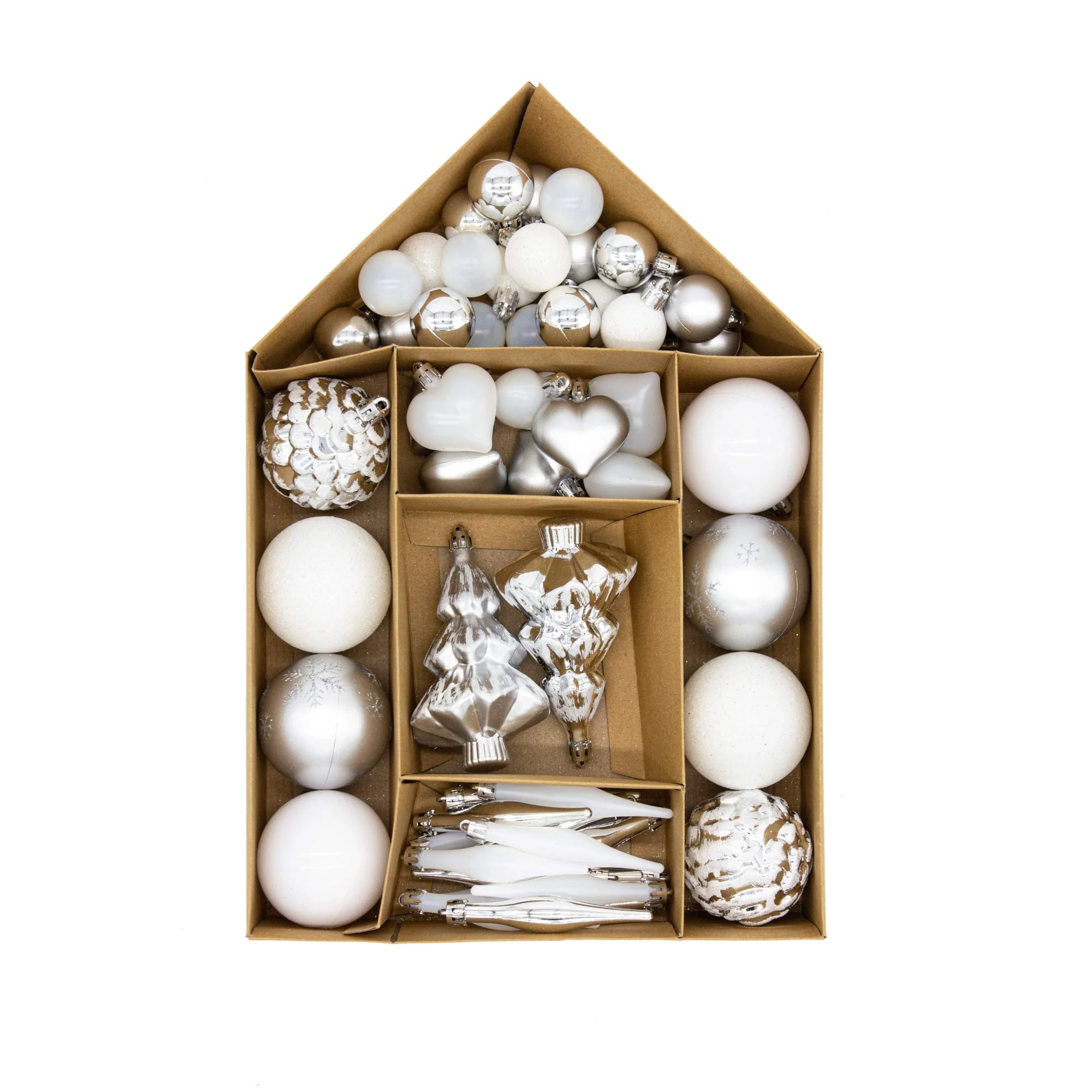 Christmas Sparkle Bauble Box of 56 pieces - Silver