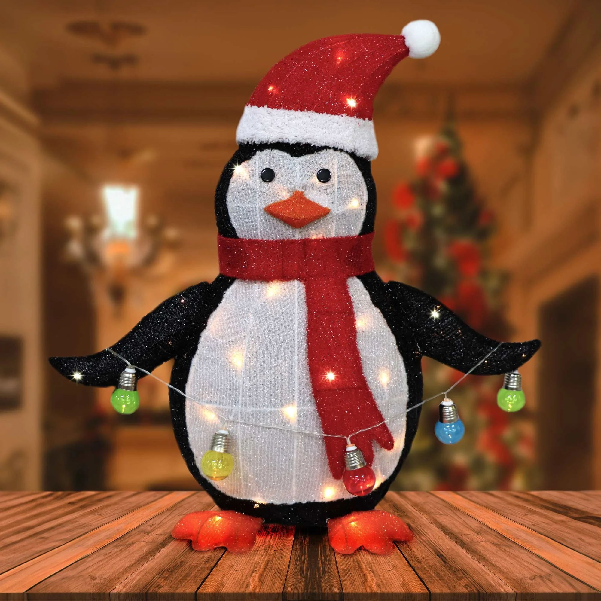 Christmas Sparkle Glitter Penguin with 40 Warm White Lights - Image 3